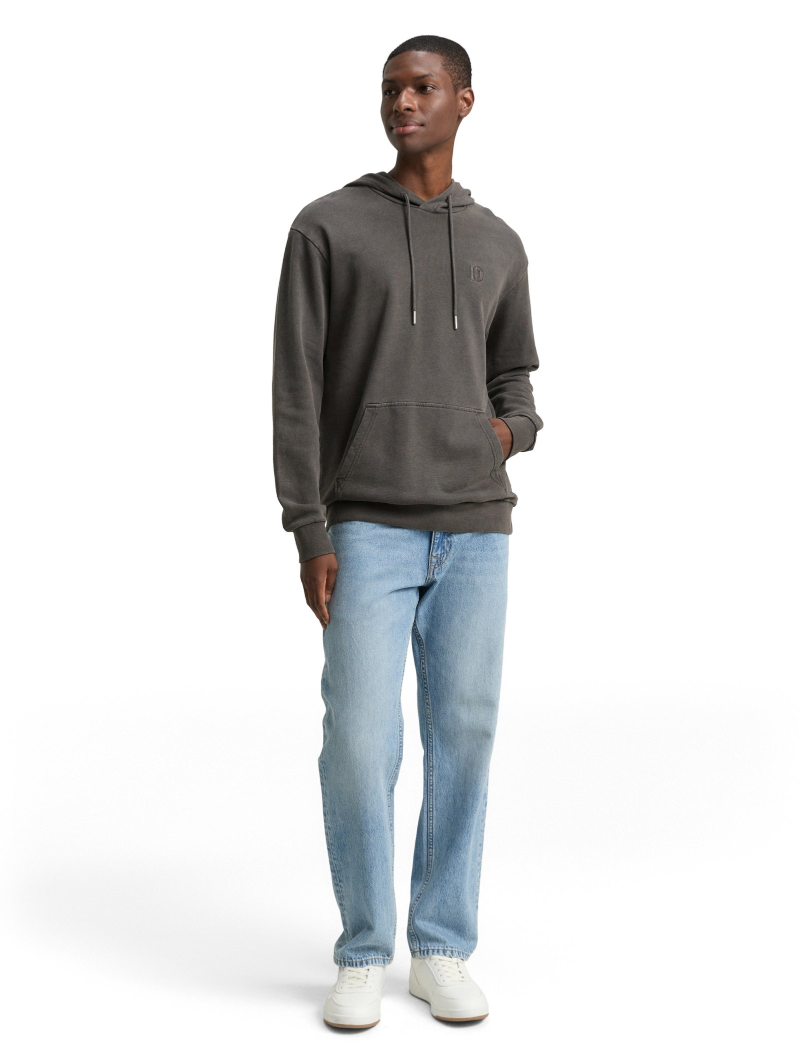 overdyed hoodie with embroider, Black #3