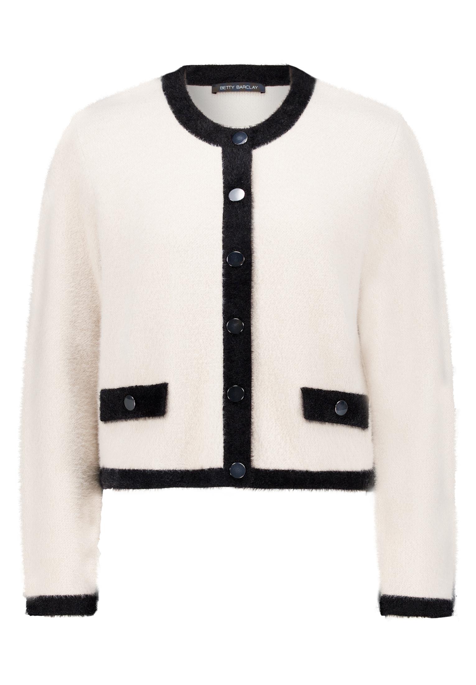 Strickjacke Kurz 1/1 Arm, Patch Beige/Black #1
