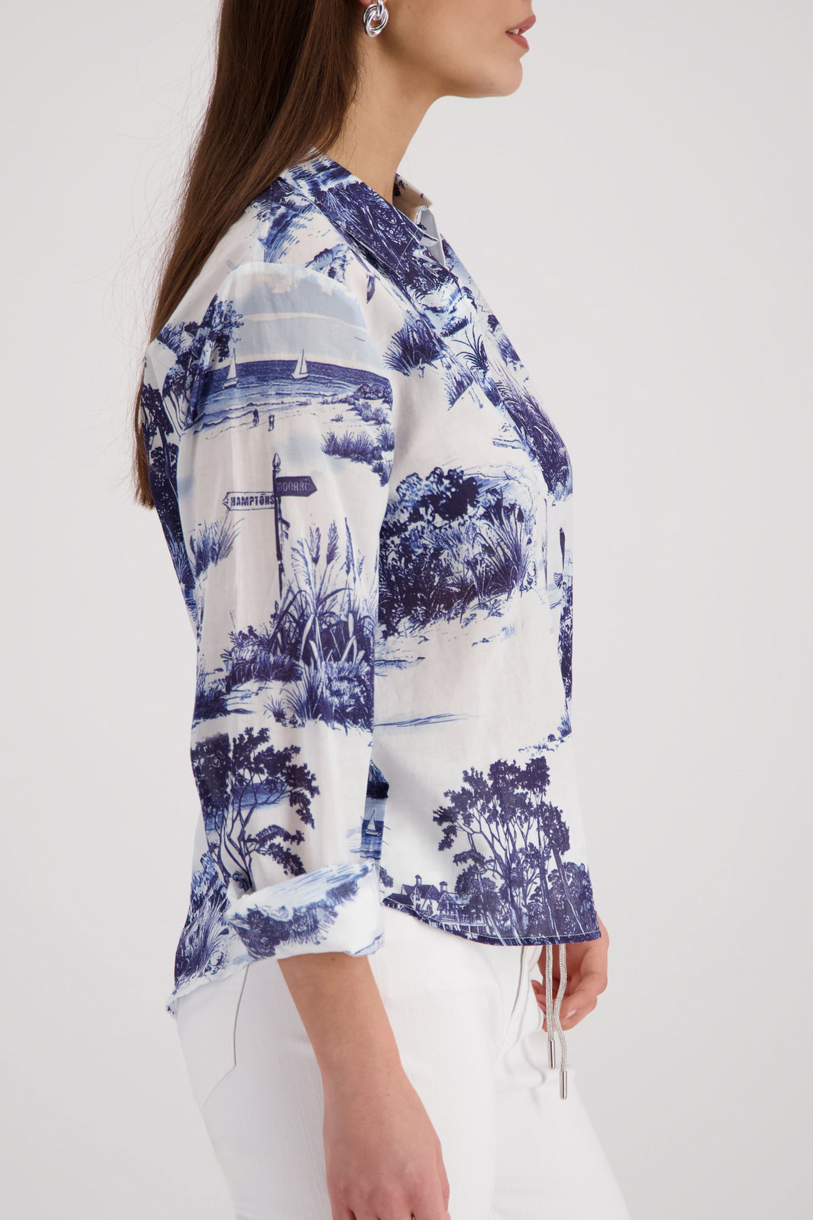 Monari |  Monari Druckbluse  | 36 | marine gemustert