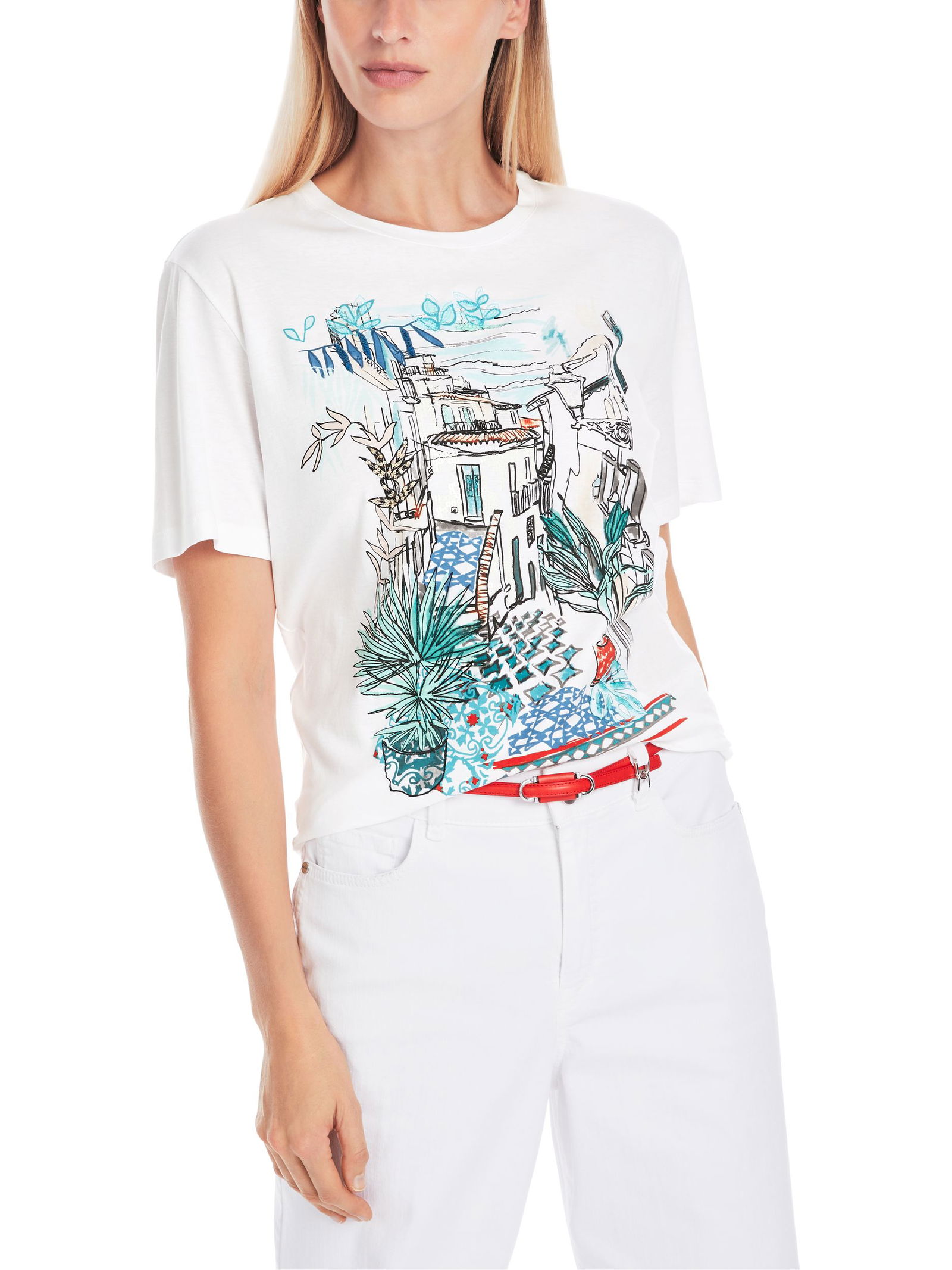 Marc Cain Collections | Mit Print - T-Shirt aus 100 % Baumwolle | 46 | white