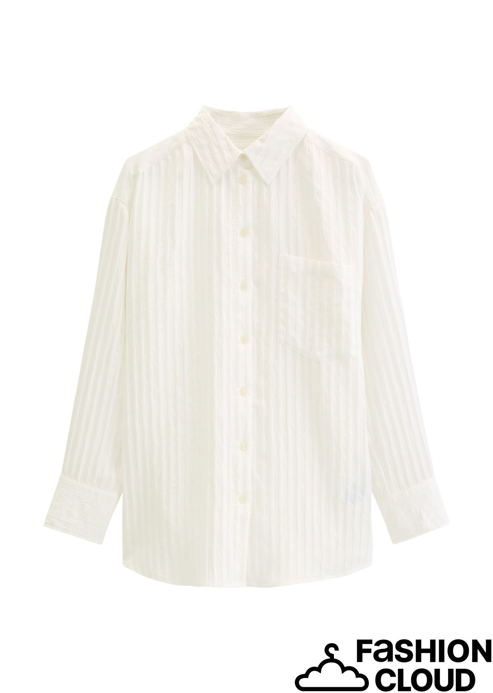 |  Blouse, boyfriend shape, longsleeve, grey white | 38