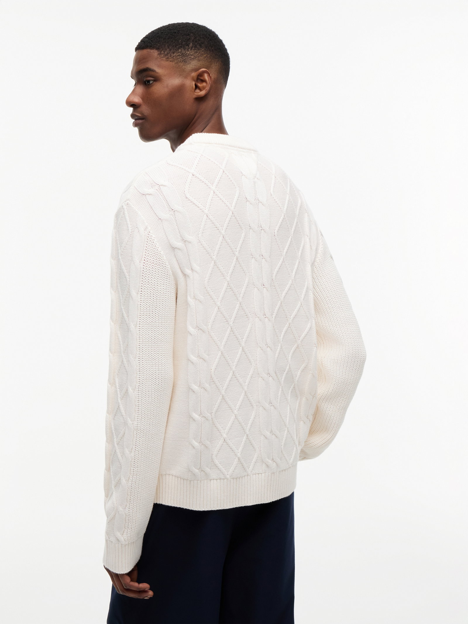 TJM REG CABLE KNIT SWEATER, WHITE #4
