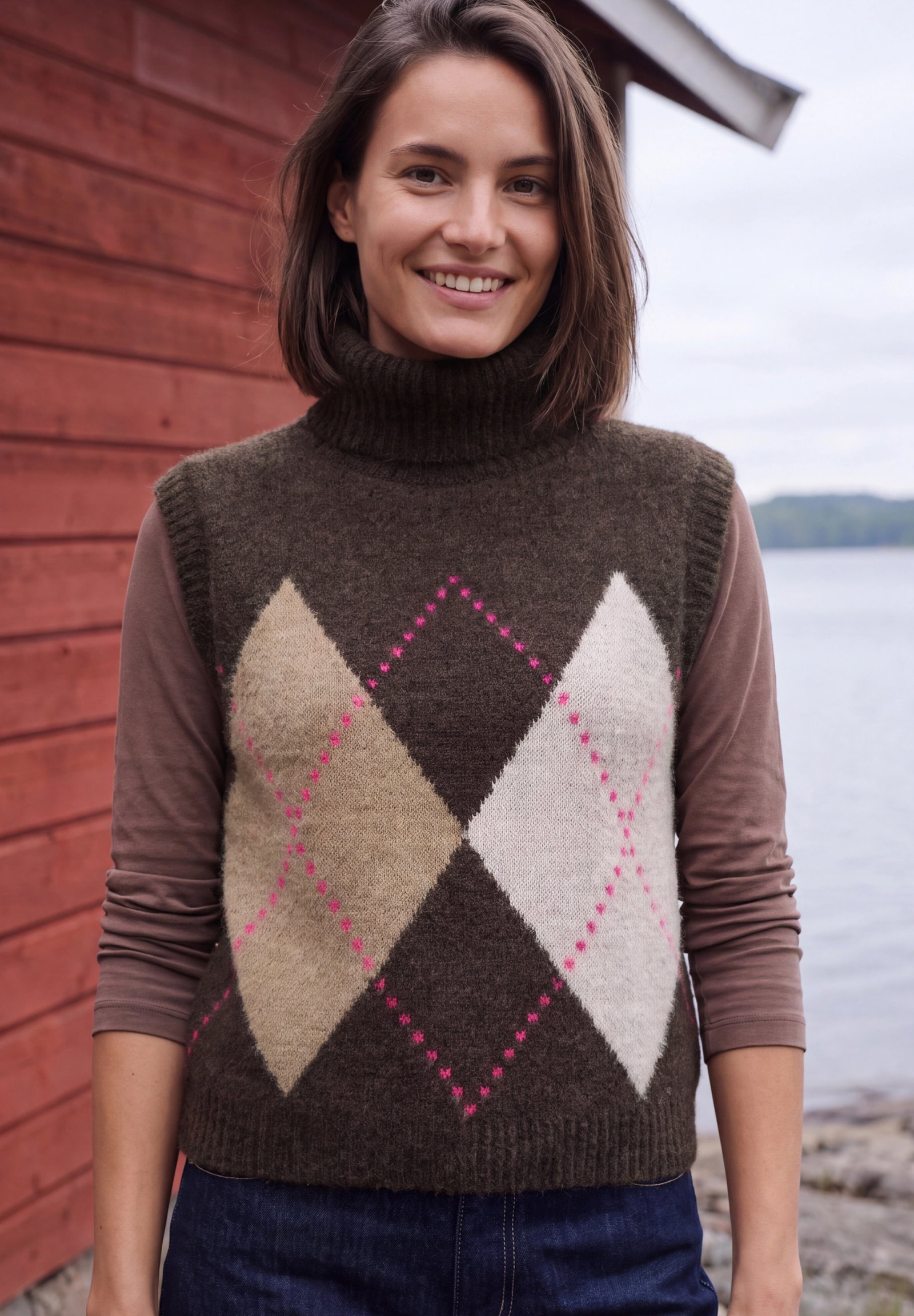 TOS Featheryarn argyle vest, truffle brown #6