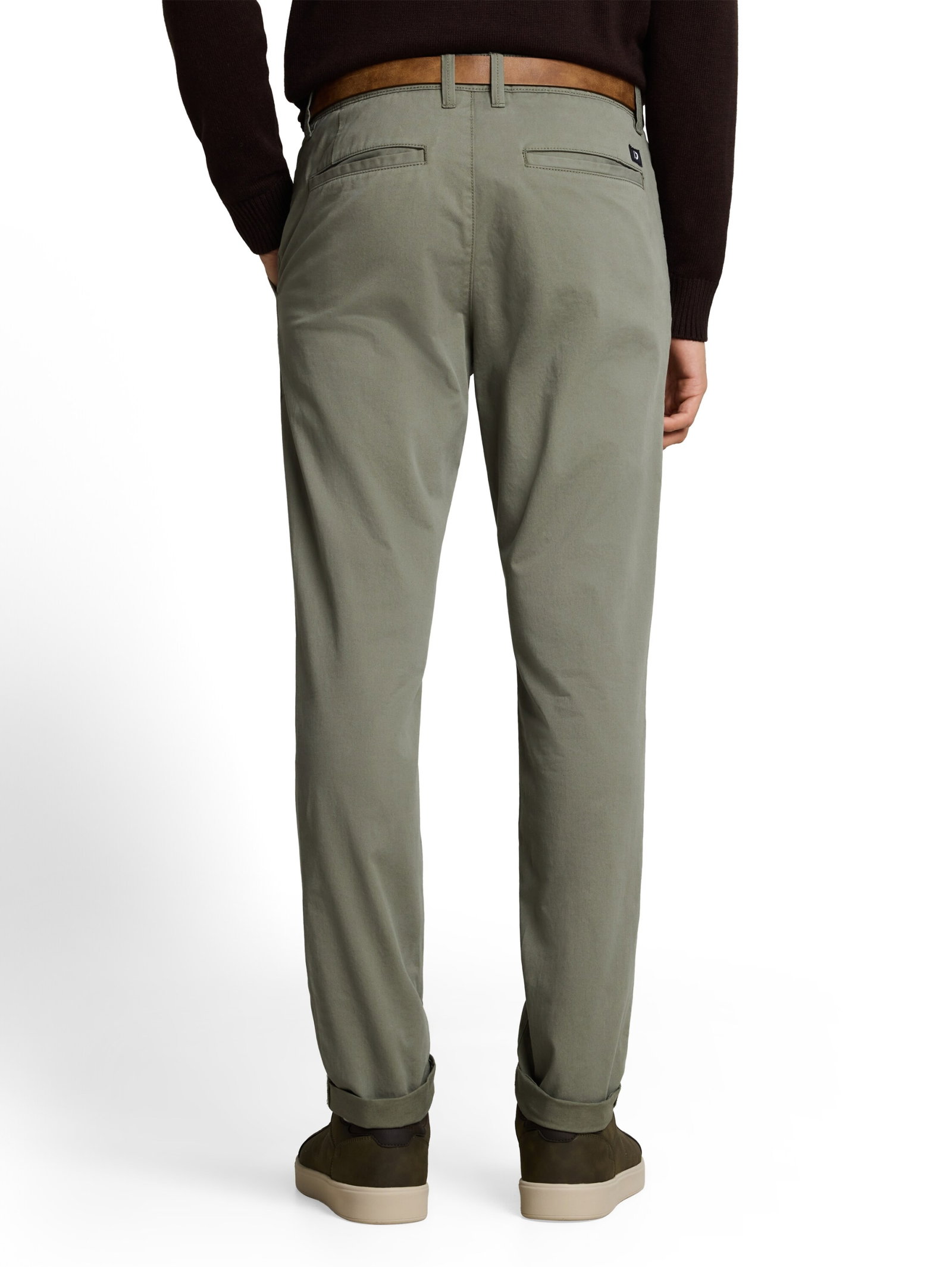 slim chino with belt, dusty mid olive #4
