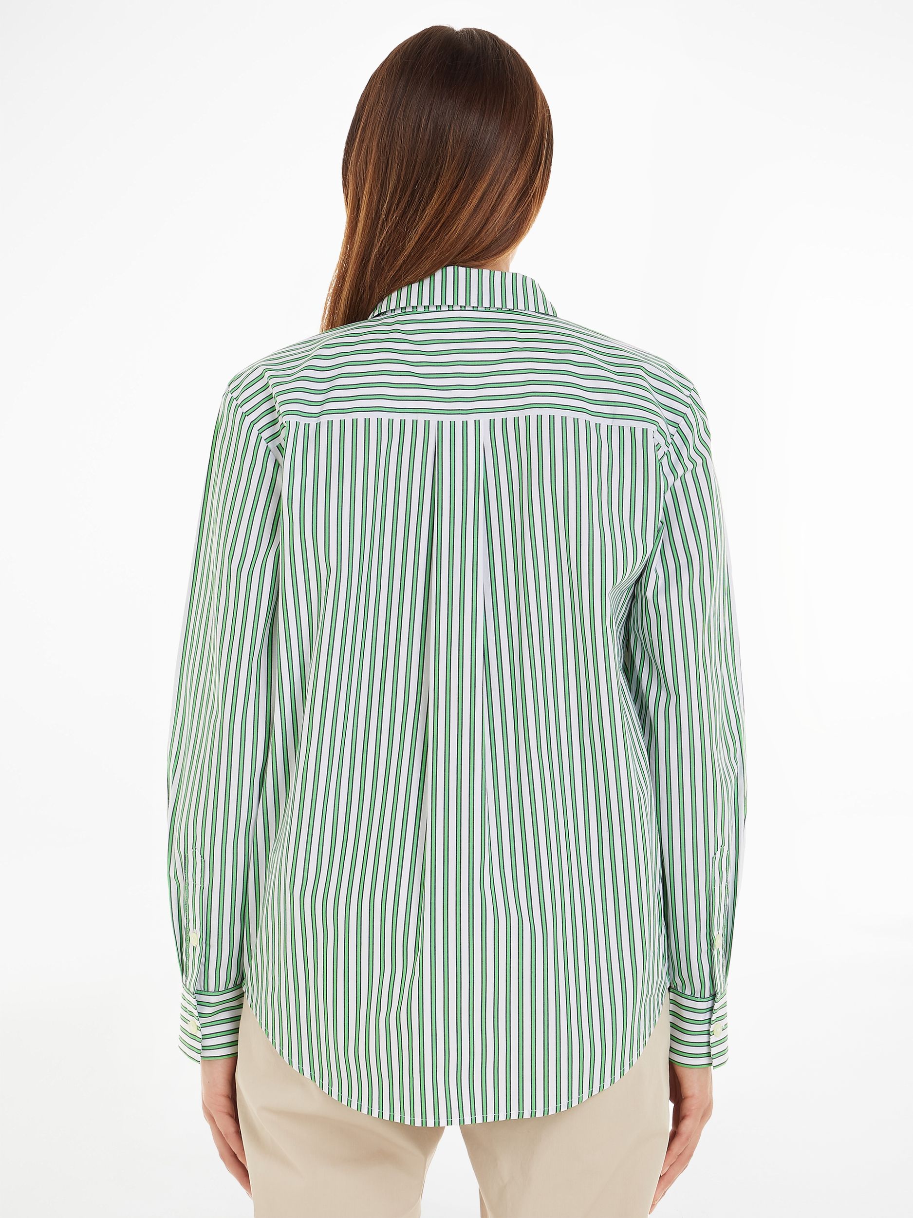 Tommy Hilfiger |  ORG CO STRIPE RELAXED SHIRT LS | 44 | fort green / stripe