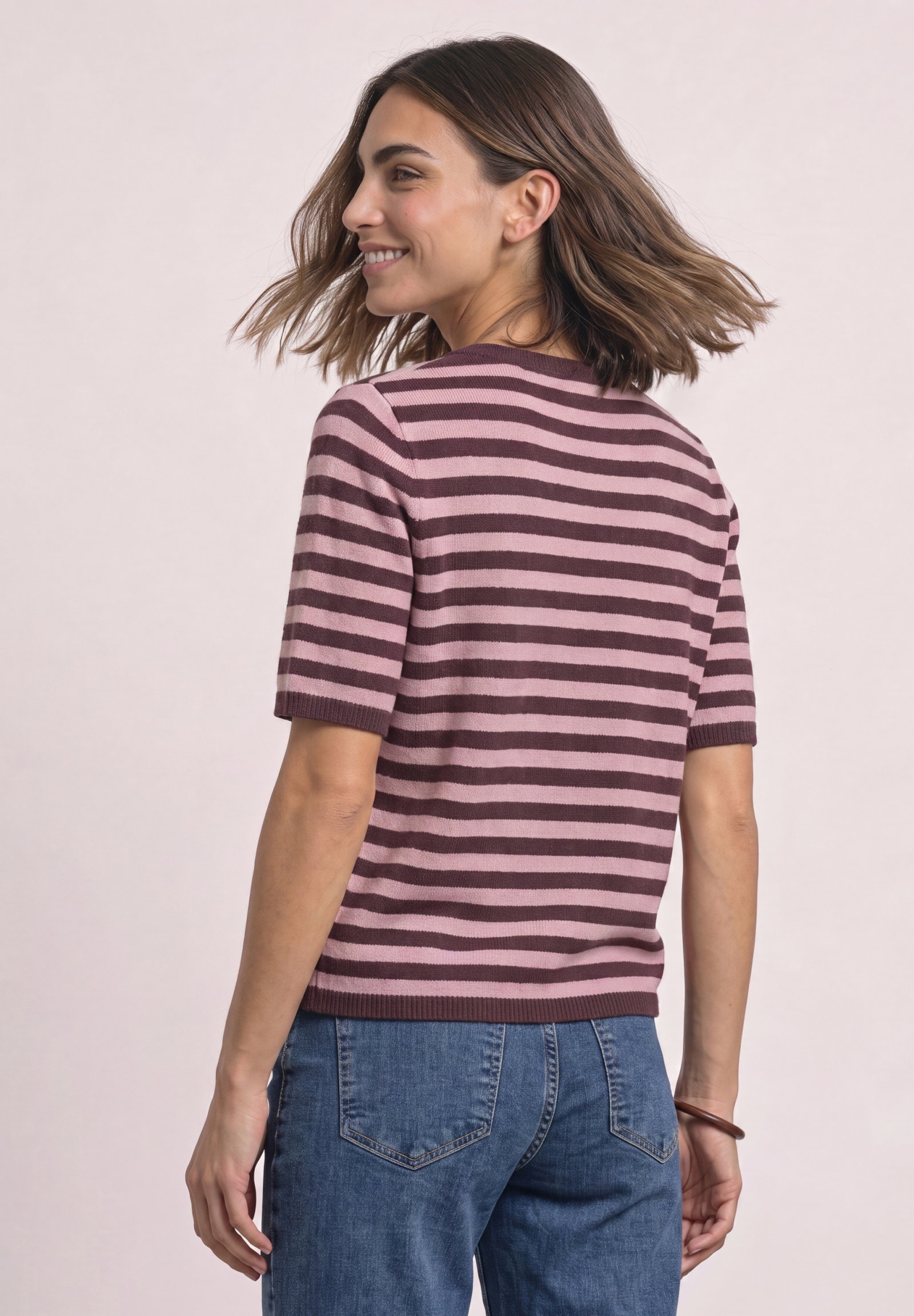 LTD QR_cosy sweater with strip, rustic rouge mel. #4