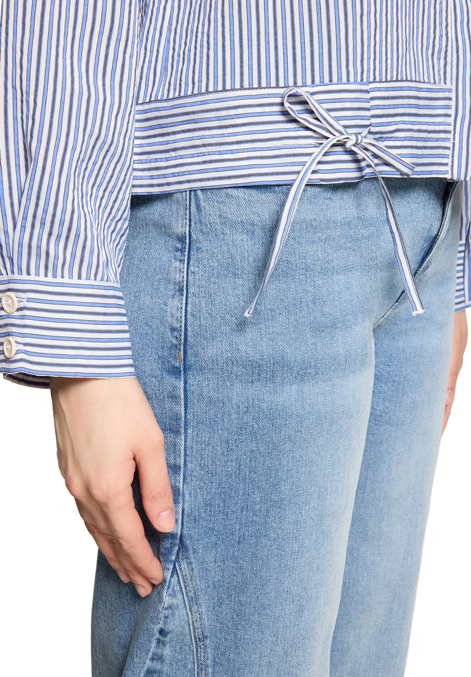 Bluse Kurz 1/1 Arm, Blue/White #7