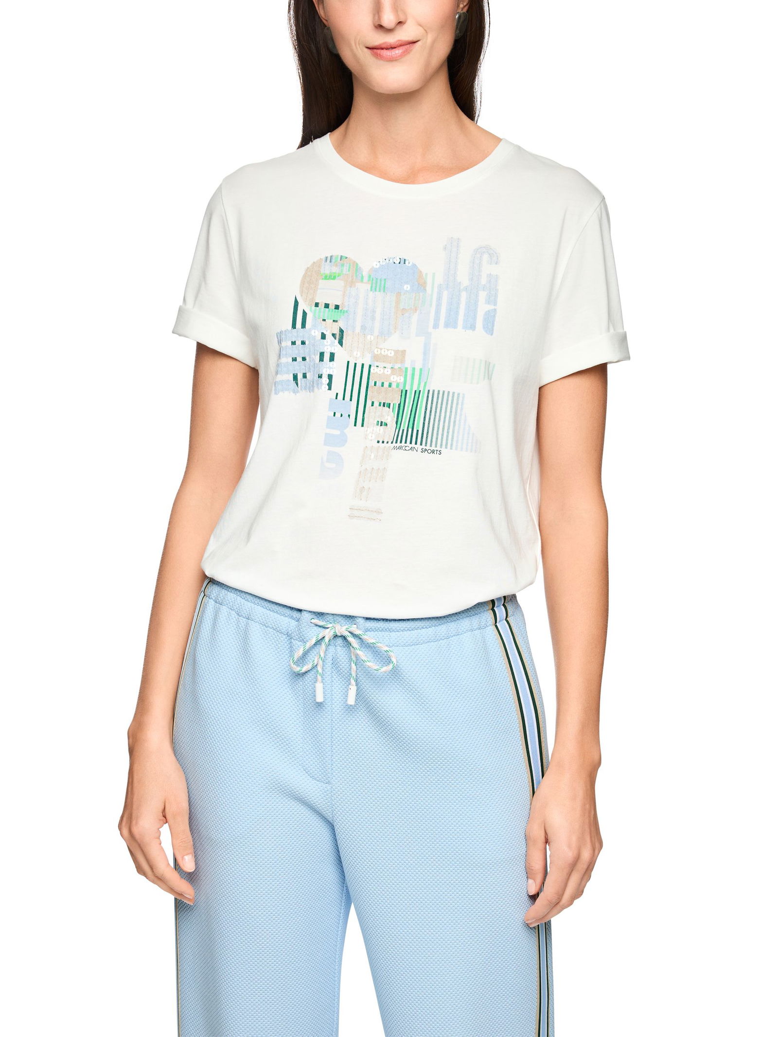 Marc Cain Sports |  Locker geschnittenes Baumwollshirt | 38 | off-white