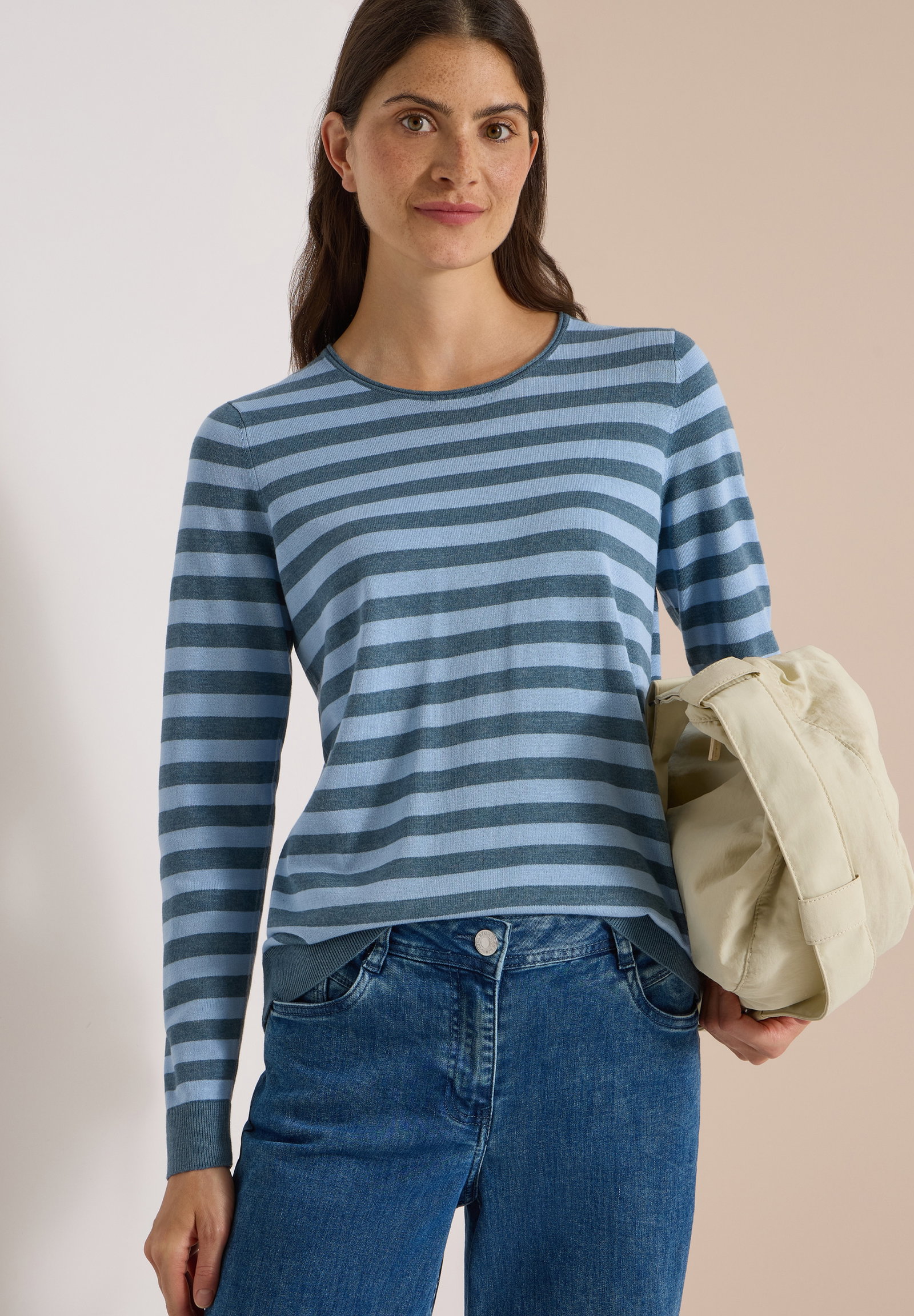TOS_Striped Roundneck, easy blue #3