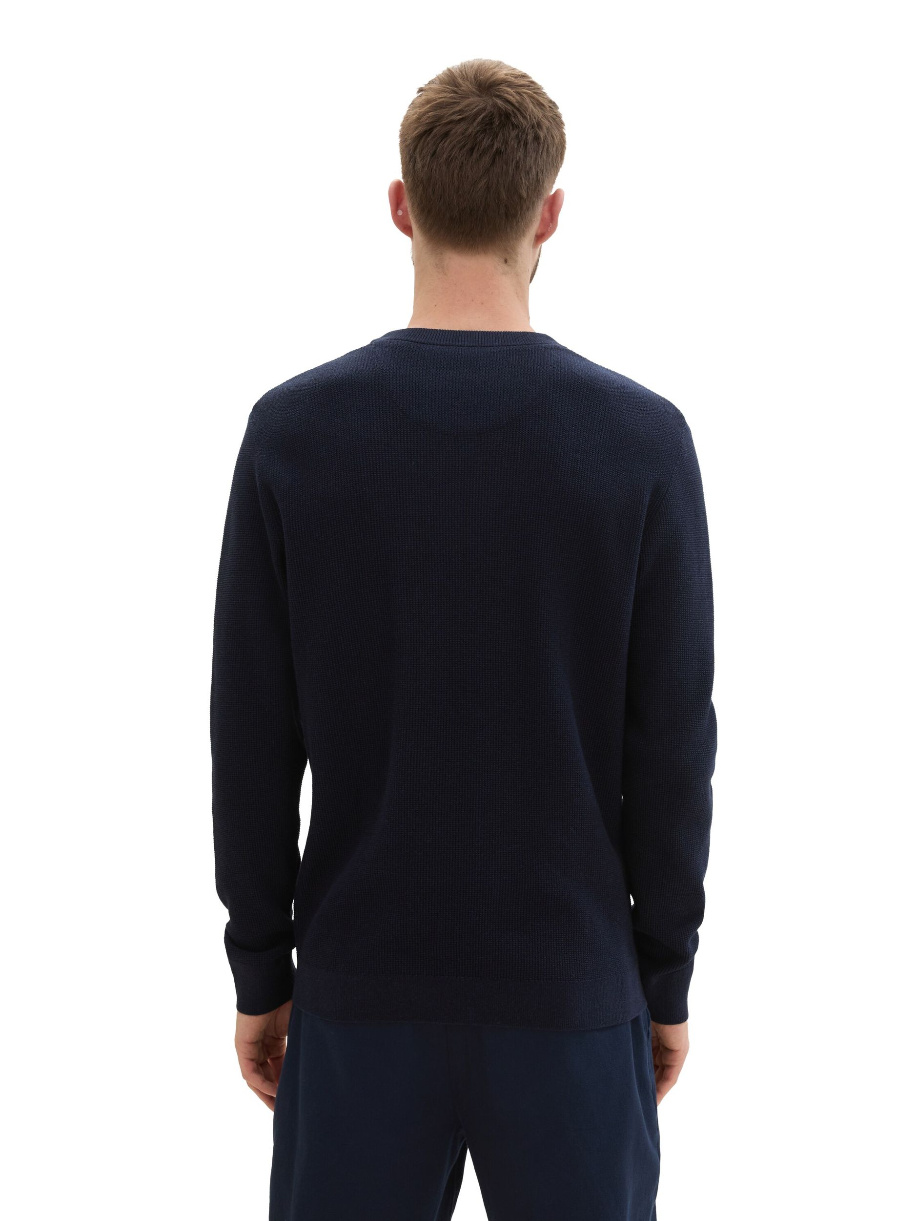  |  structured crewneck knit, Knitted Navy Melange | M | knitted navy melange