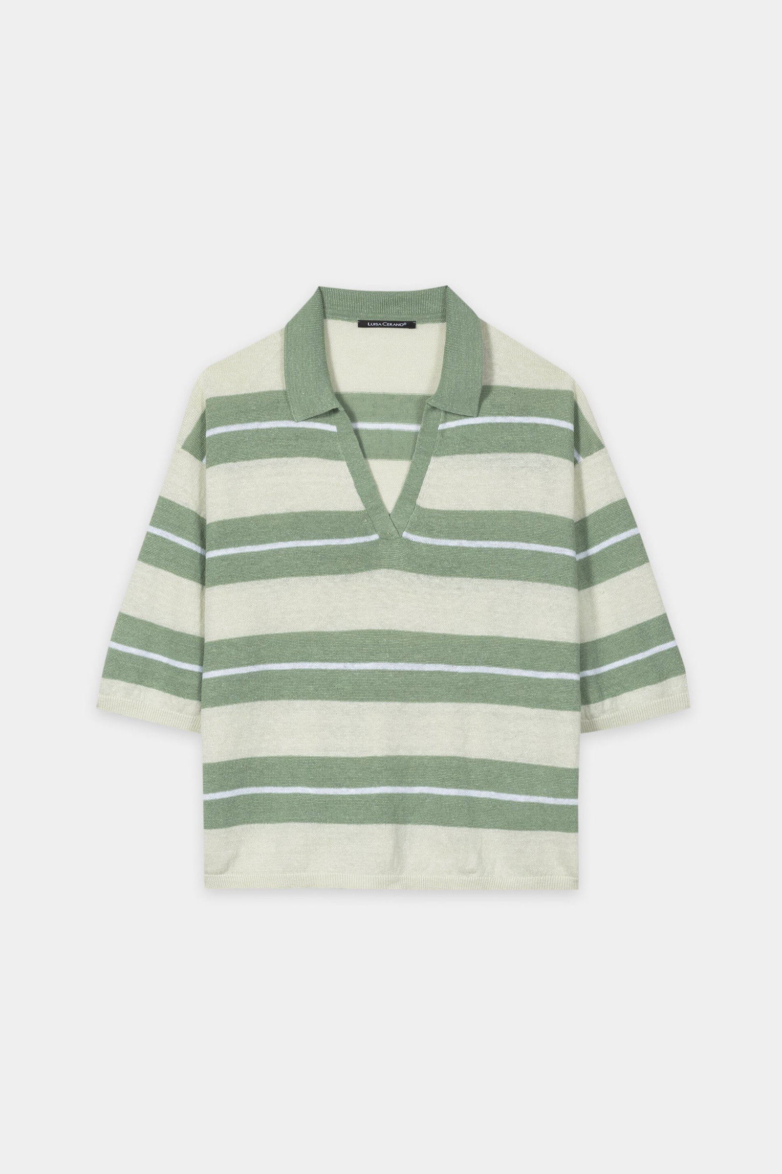 Luisa Cerano Leinen-Polo mit Preppy-Stripe #2