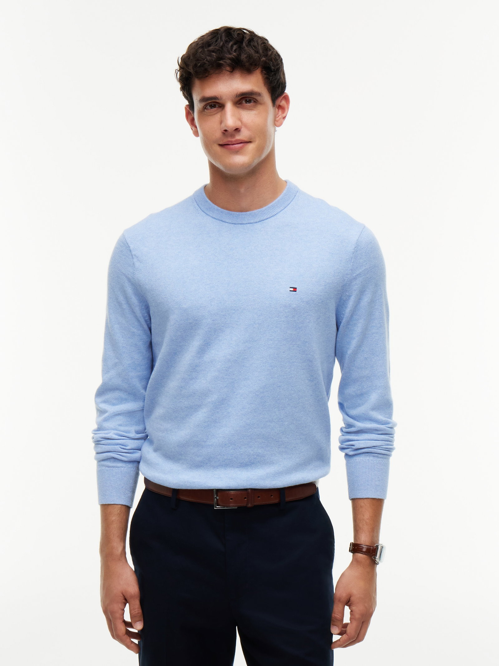 PIMA ORG CTN CASHMERE CREW NECK, BLUE #2