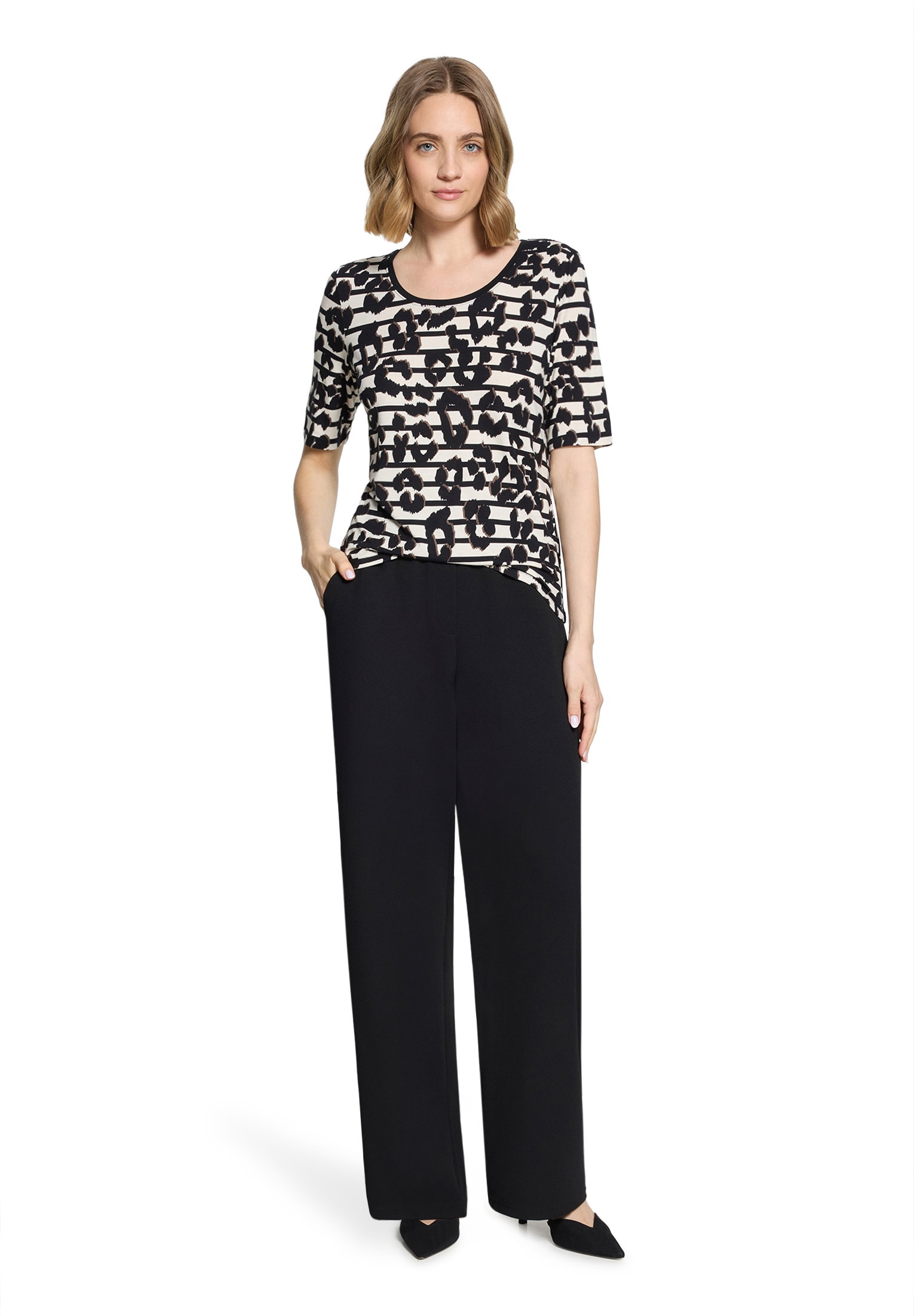Shirt Kurz 1/2 Arm, Beige/Black #5