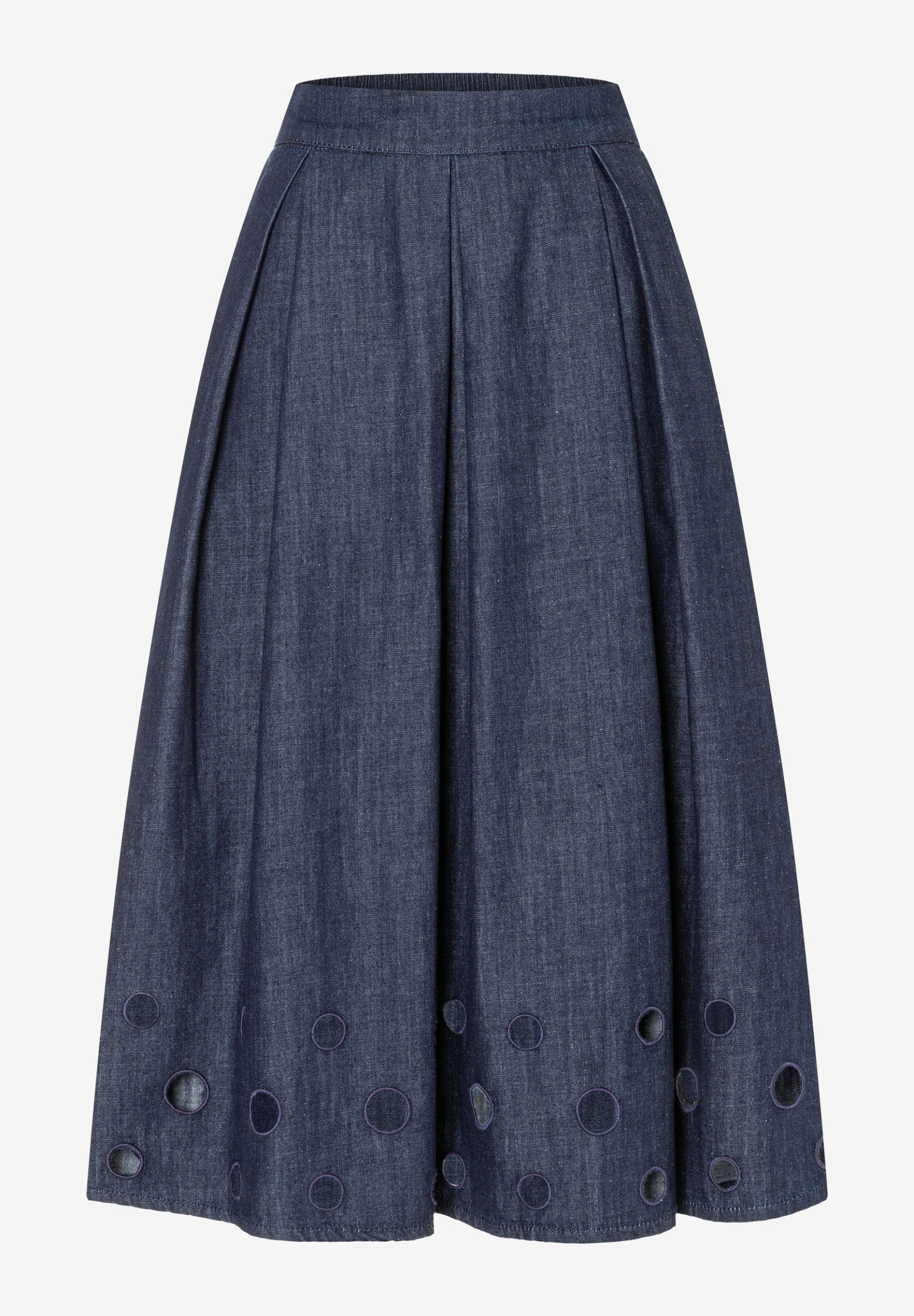 Embroidered Denim Skirt, dark blue denim #1