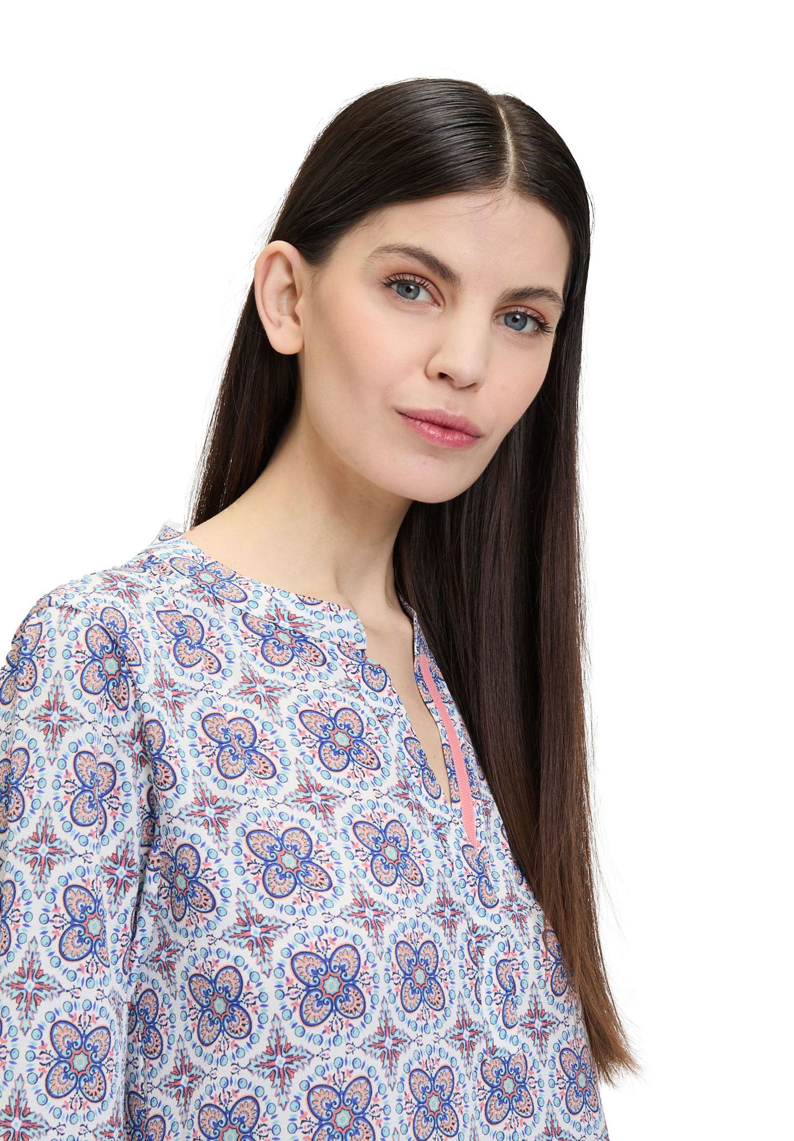  |  Kleid Kurz 3/4 Arm, Blue/Apricot | 42 | blue/apricot