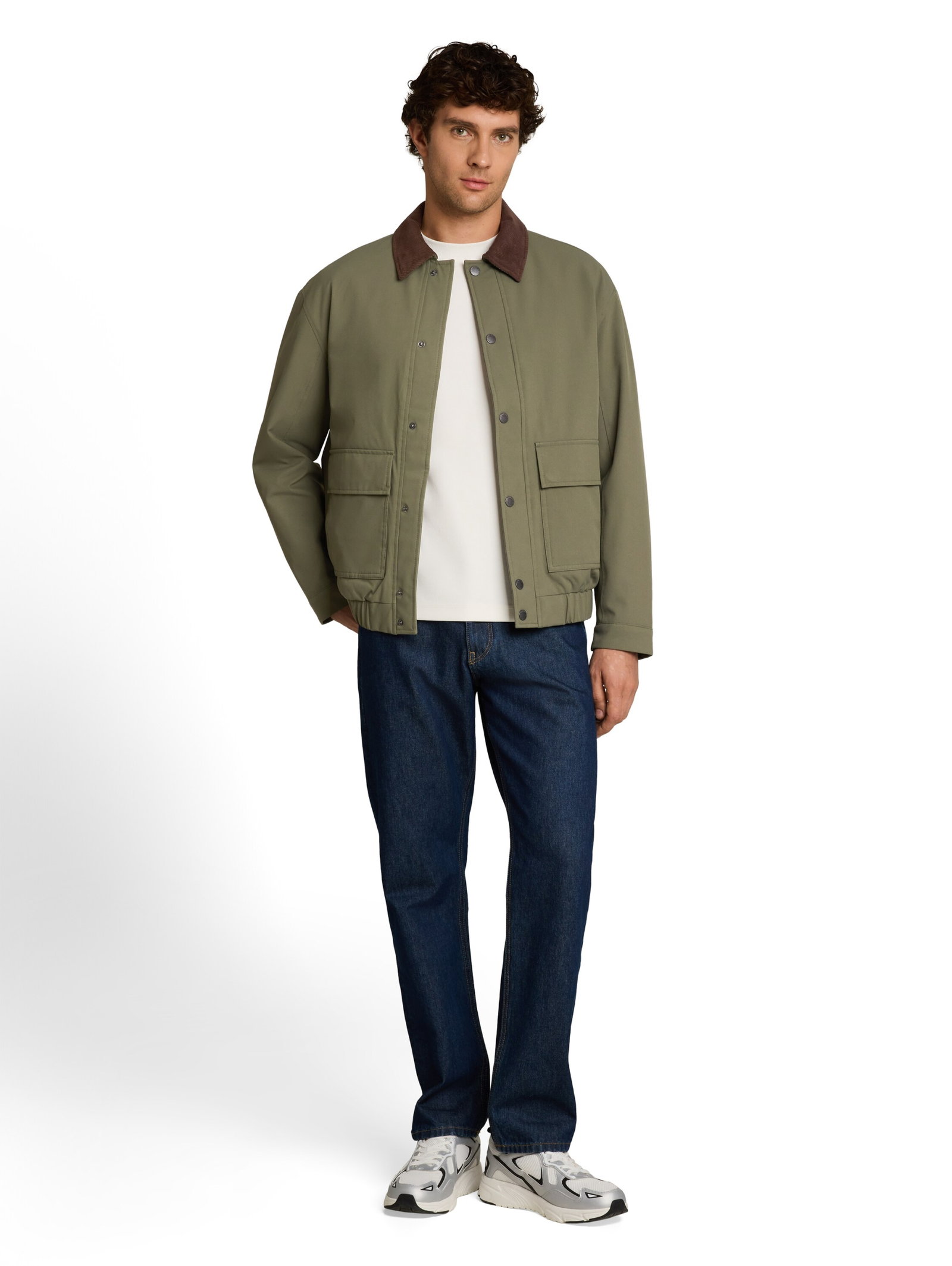 blouson with corduroy collar, urban olive green #3