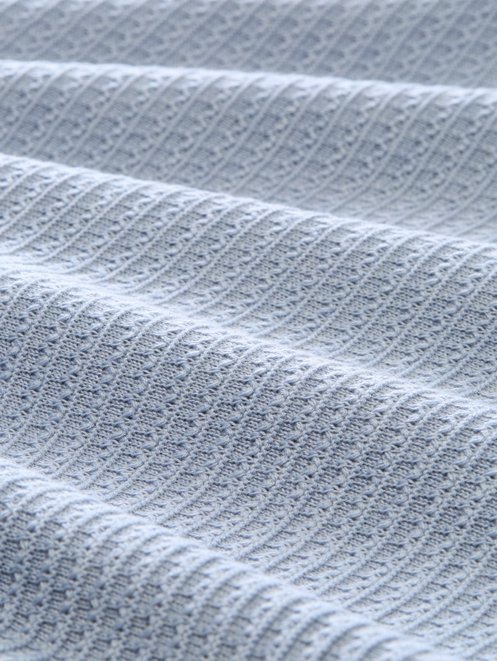 knit pullover with wavy edges, foggy sky blue #2
