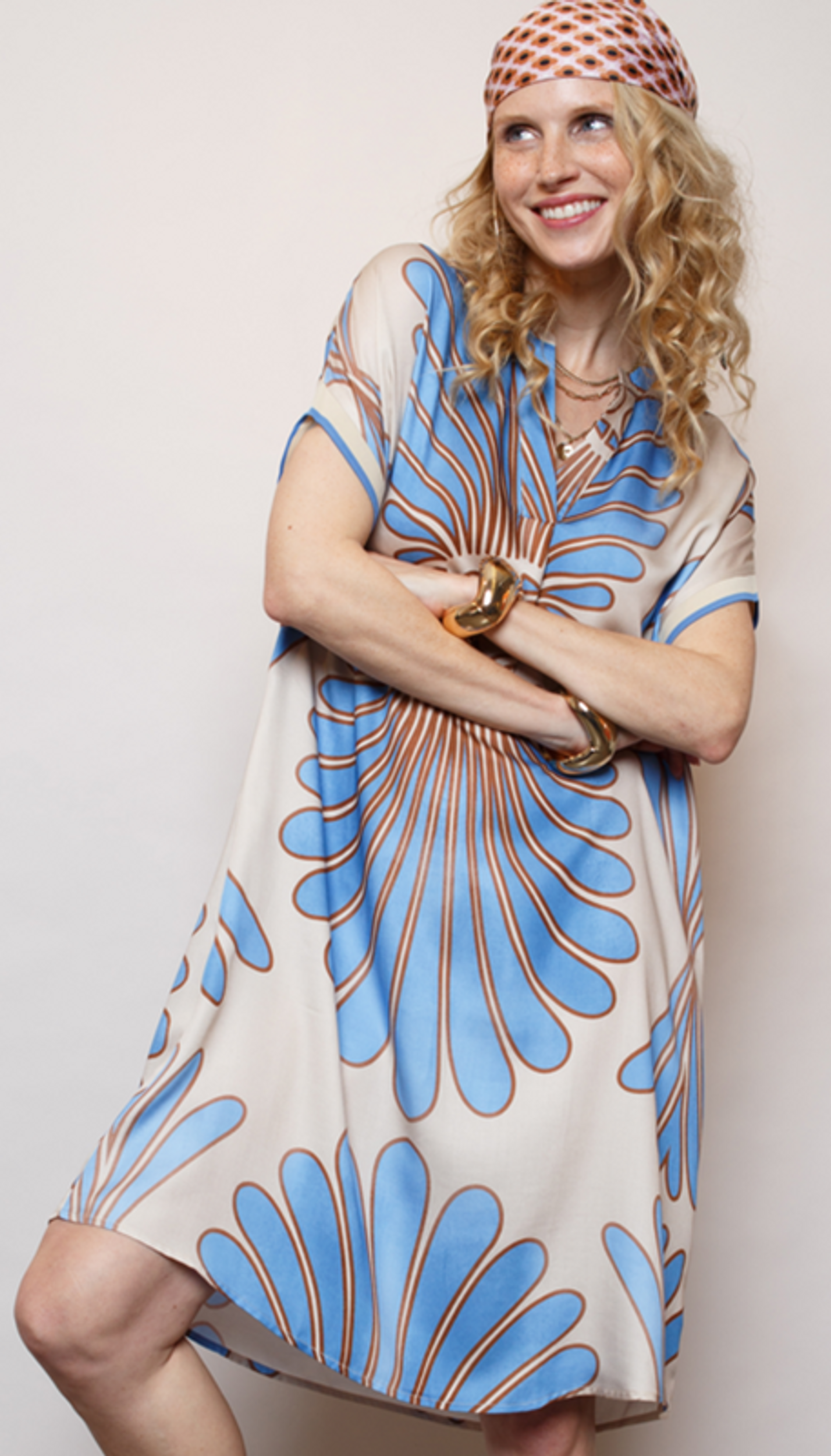 Emily van den Bergh |  Emily van den Bergh Sommerkleid  | 42 | blau/khaki