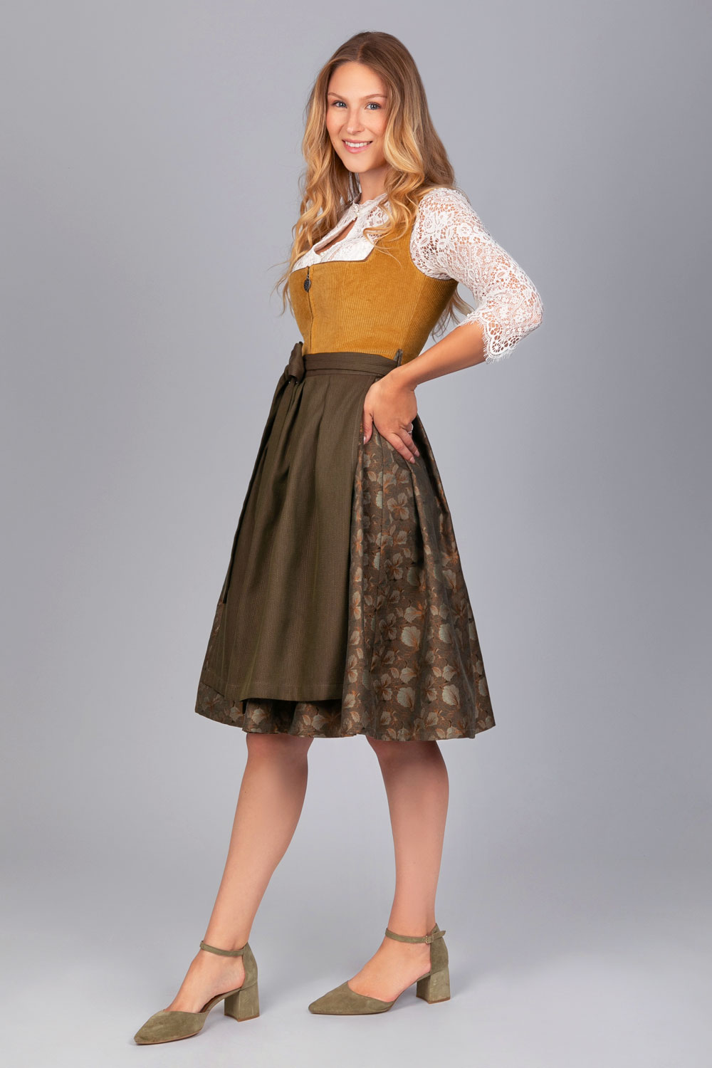 Edelnice Midi Dirndl Hanna Cord Gelb #6