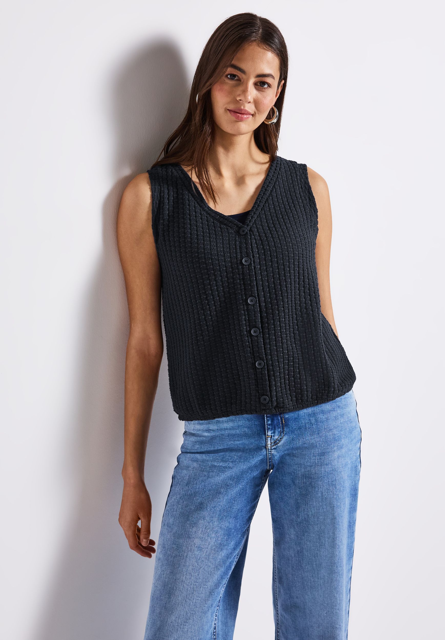  |  summer structure top w.button, deepwater blue | 36