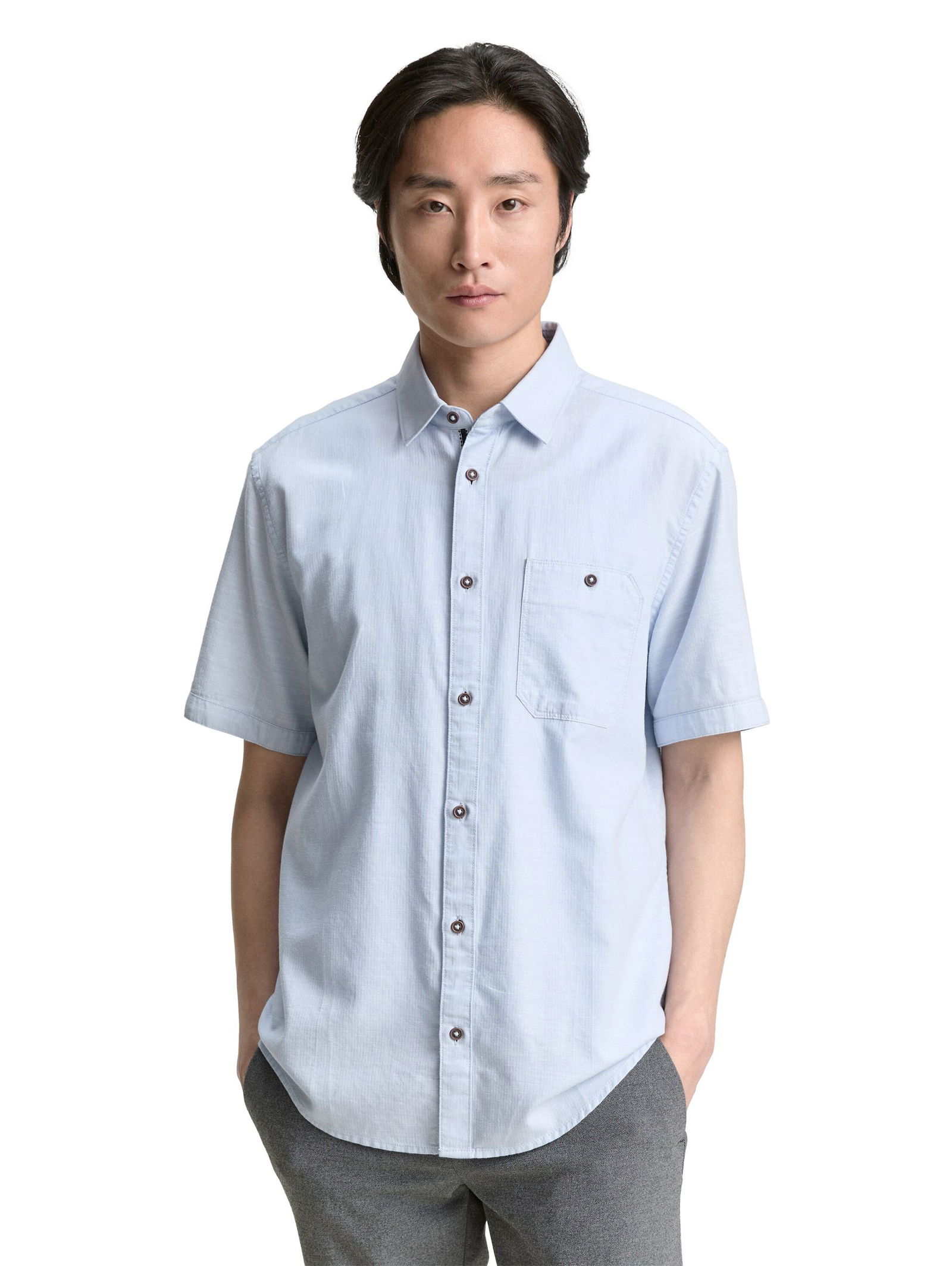 Tom Tailor |  Tom Tailor Hemd Slim Fit  | XXL | powder blue zigzag structure