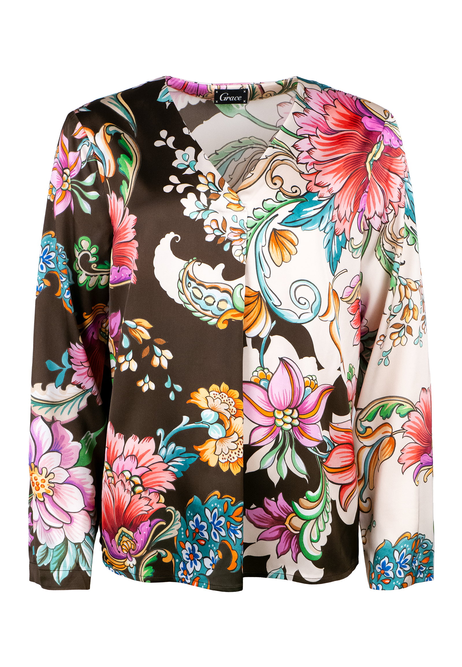 Grace Satinbluse Mona mit floralem Muster #1