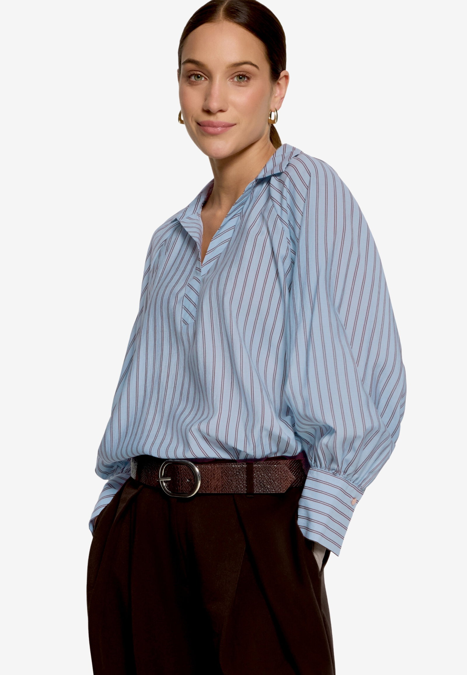 Bluse Lang 1/1 Arm, Blue/Brown #2