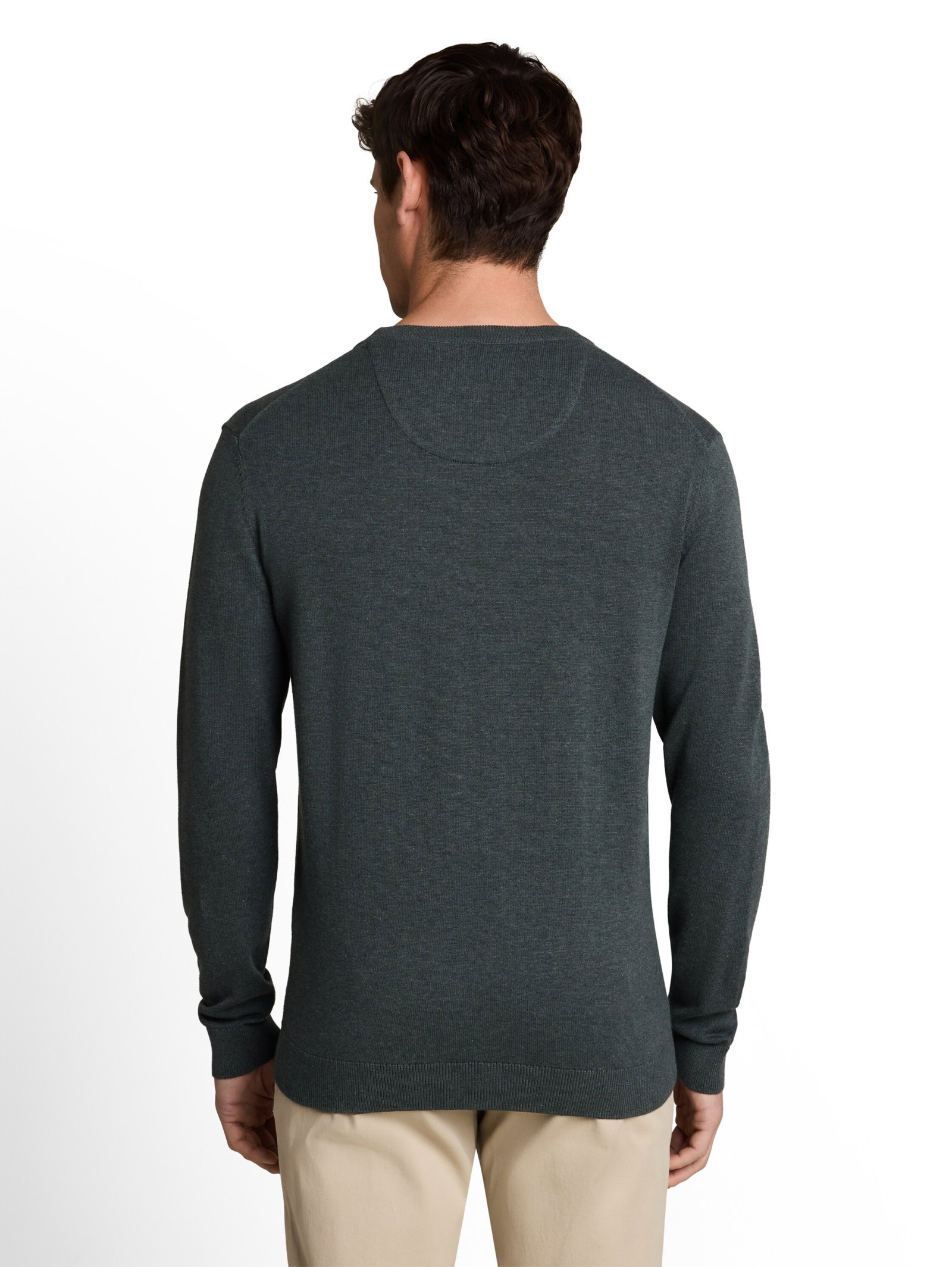 basic crewneck knit, darkest olive melange #4