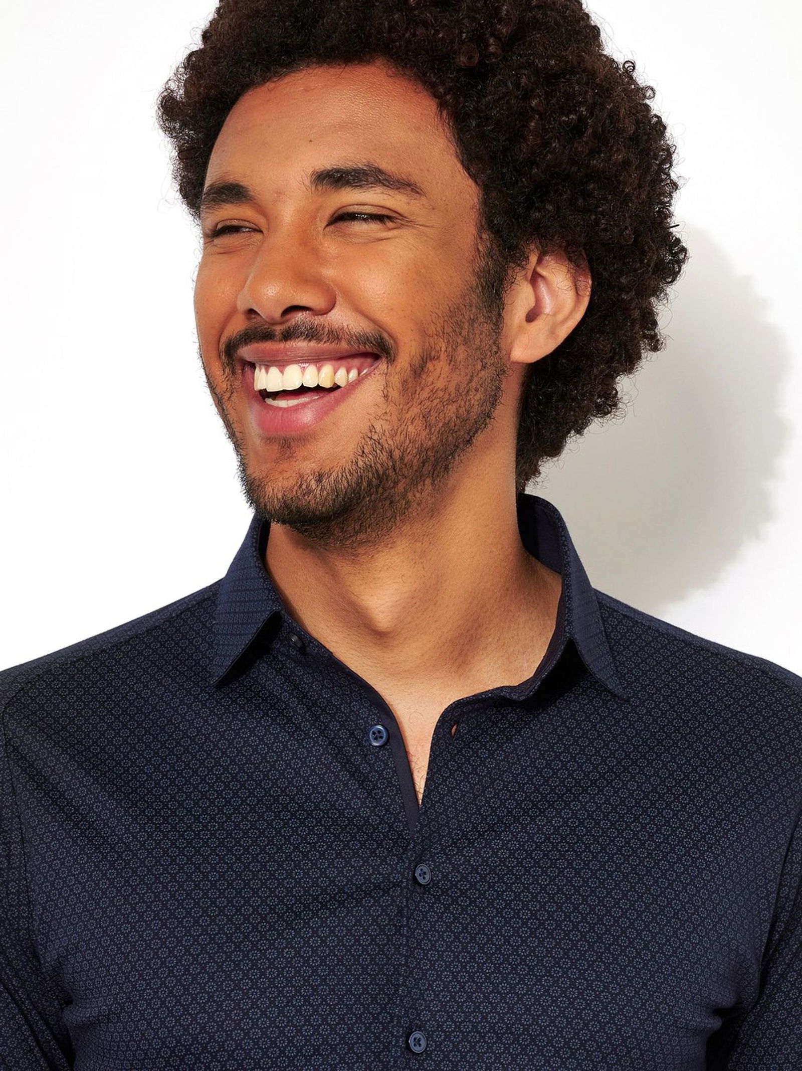 DESOTO | DESOTO Hemd Slim Fit | XXL | navy with light blue dots
