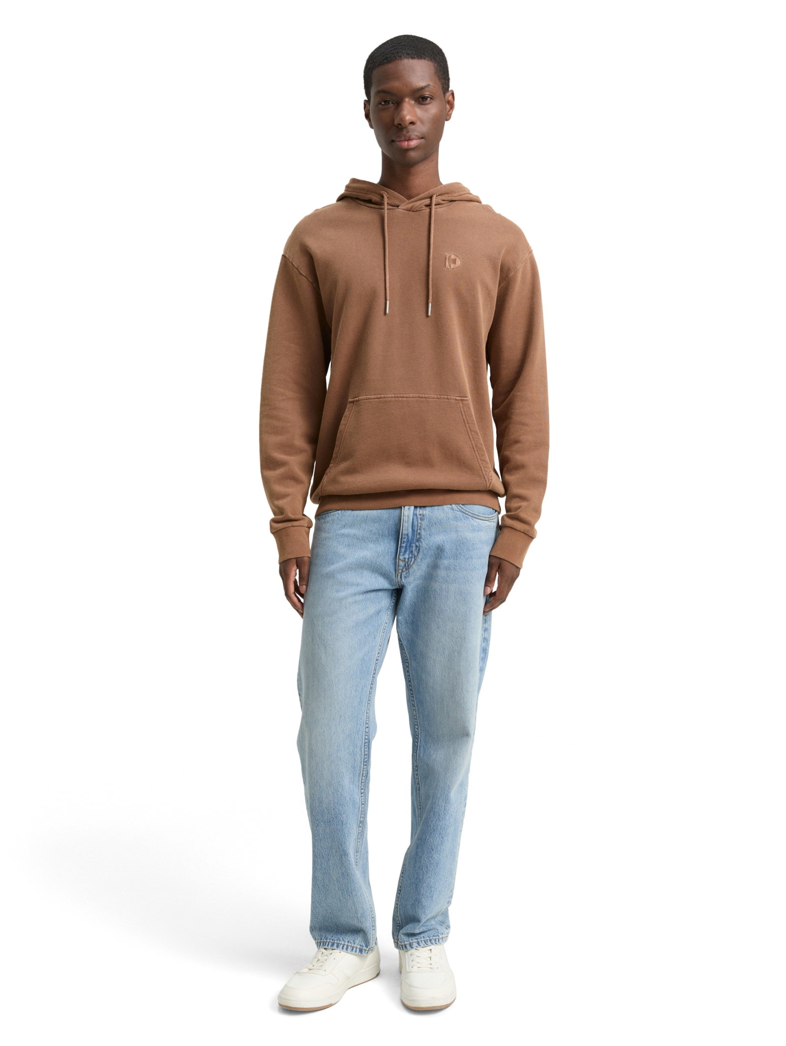 overdyed hoodie with embroider, Golden Clay #3