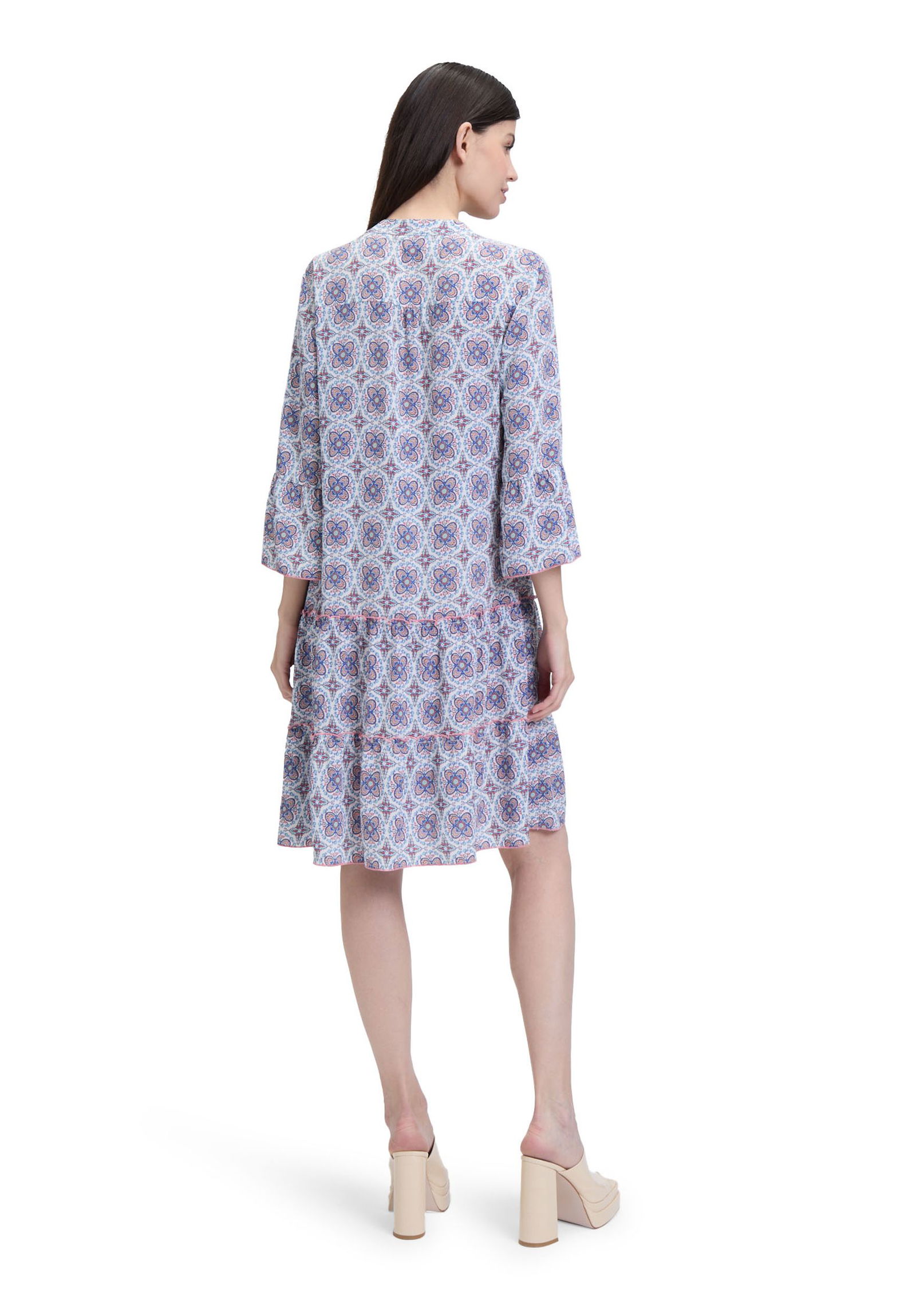  |  Kleid Kurz 3/4 Arm, Blue/Apricot | 42 | blue/apricot