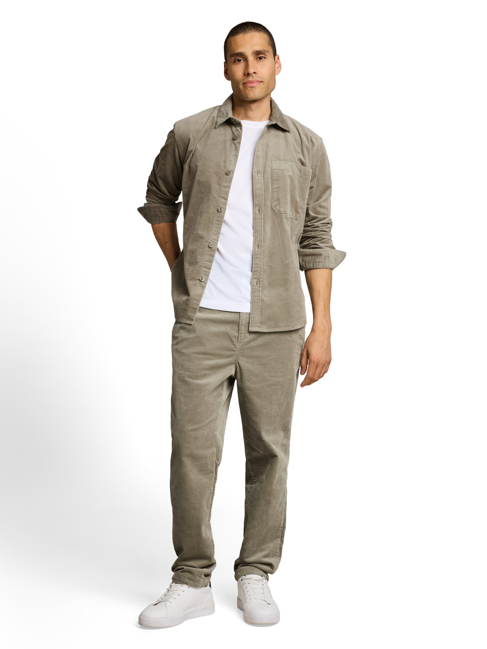relaxed corduroy shirt, dark sage green #3