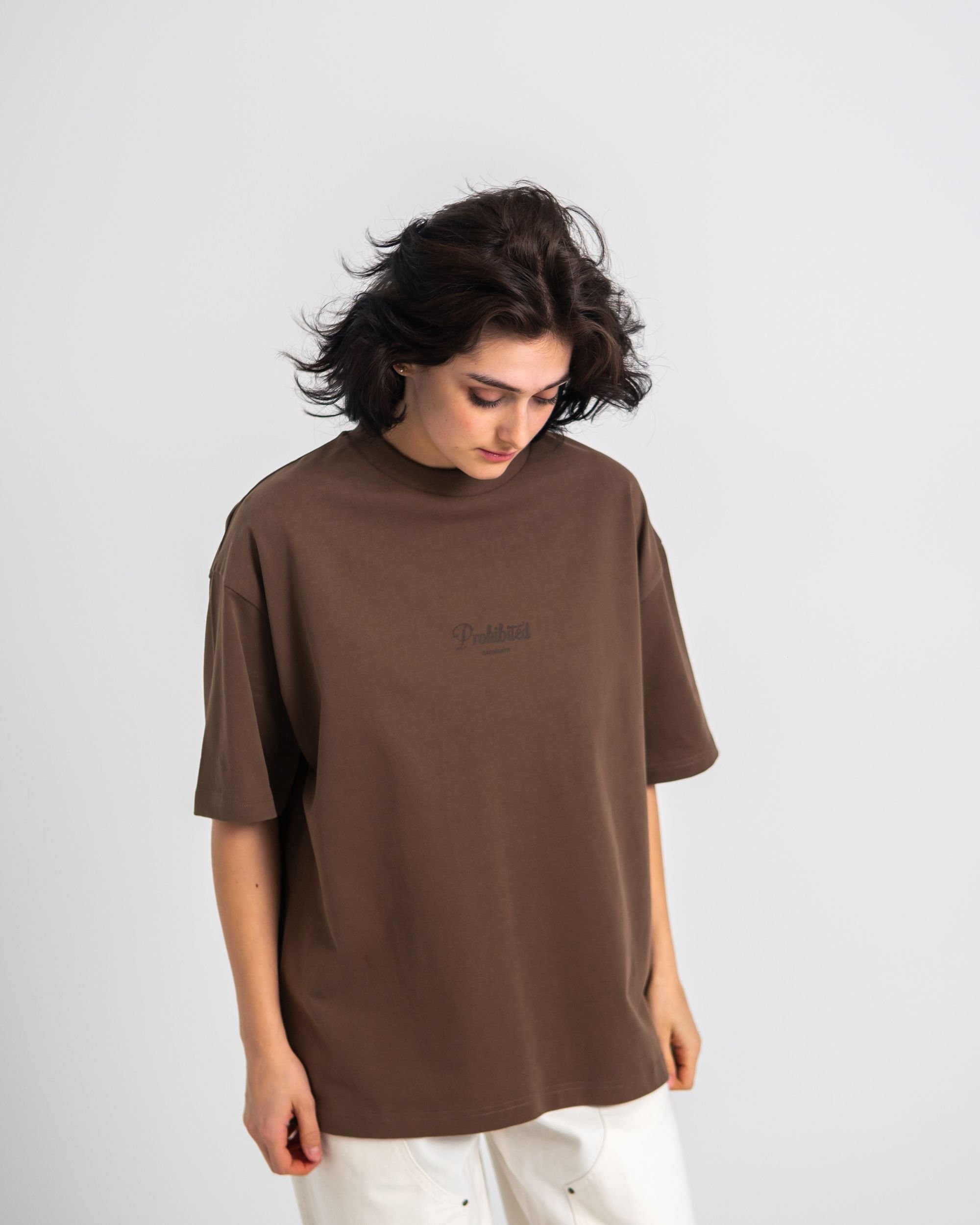  |  Prohibited Garment Unisex Oversized Shirt | L | Mokka/Dark Brown