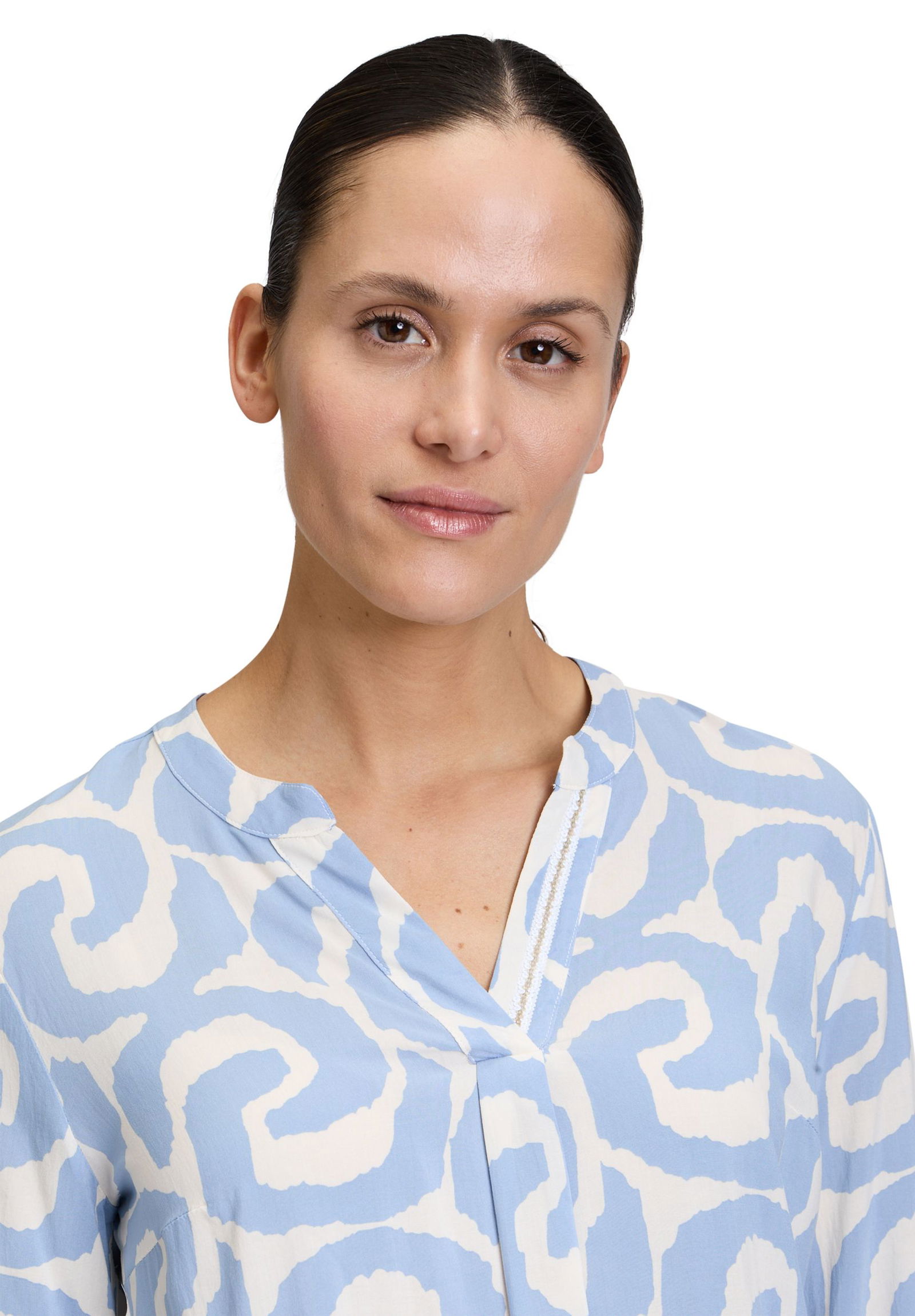  |  Bluse Kurz 3/4 Arm, Cream/Blue | 42 | weiß/blau