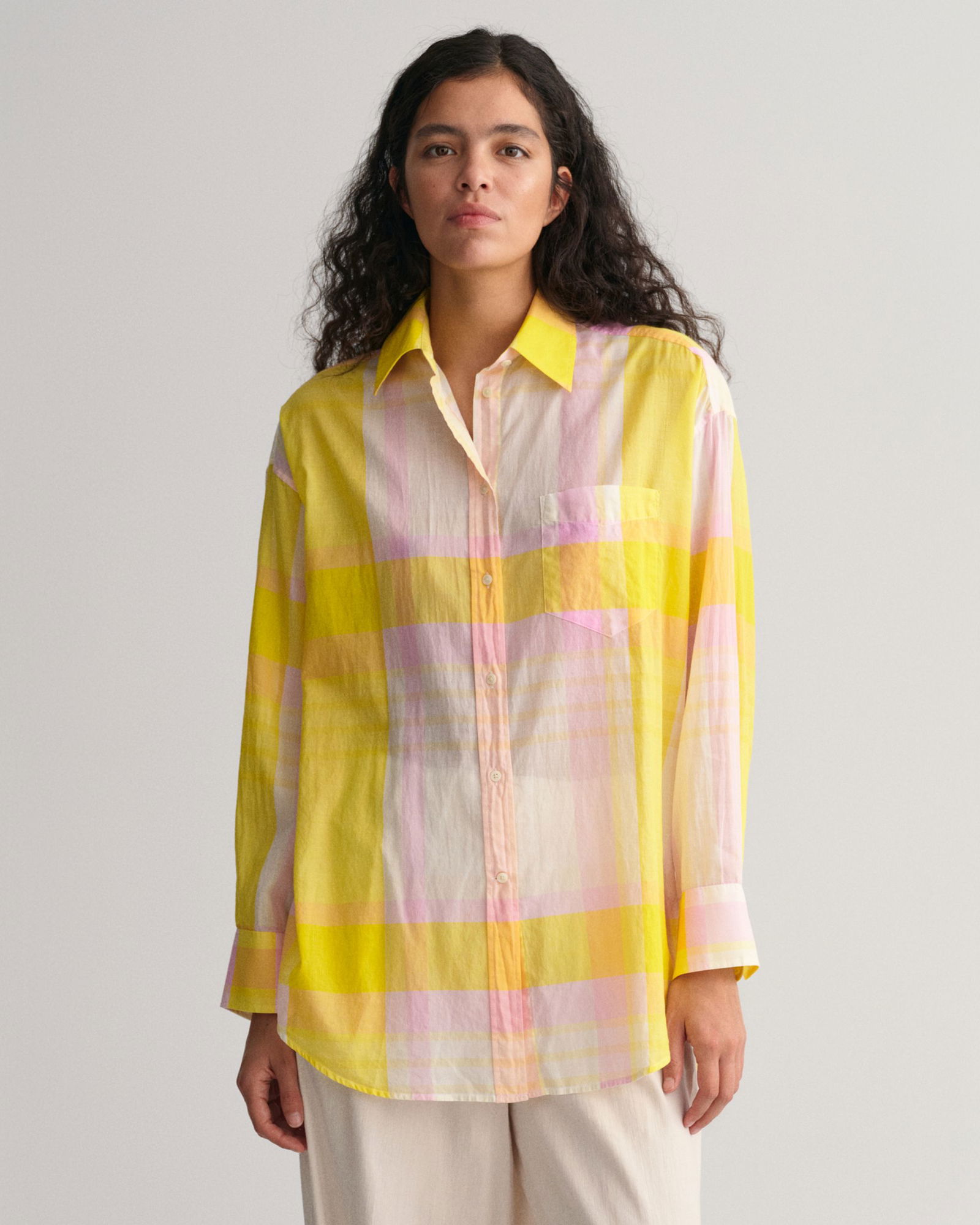 Oversized Madras Bluse
