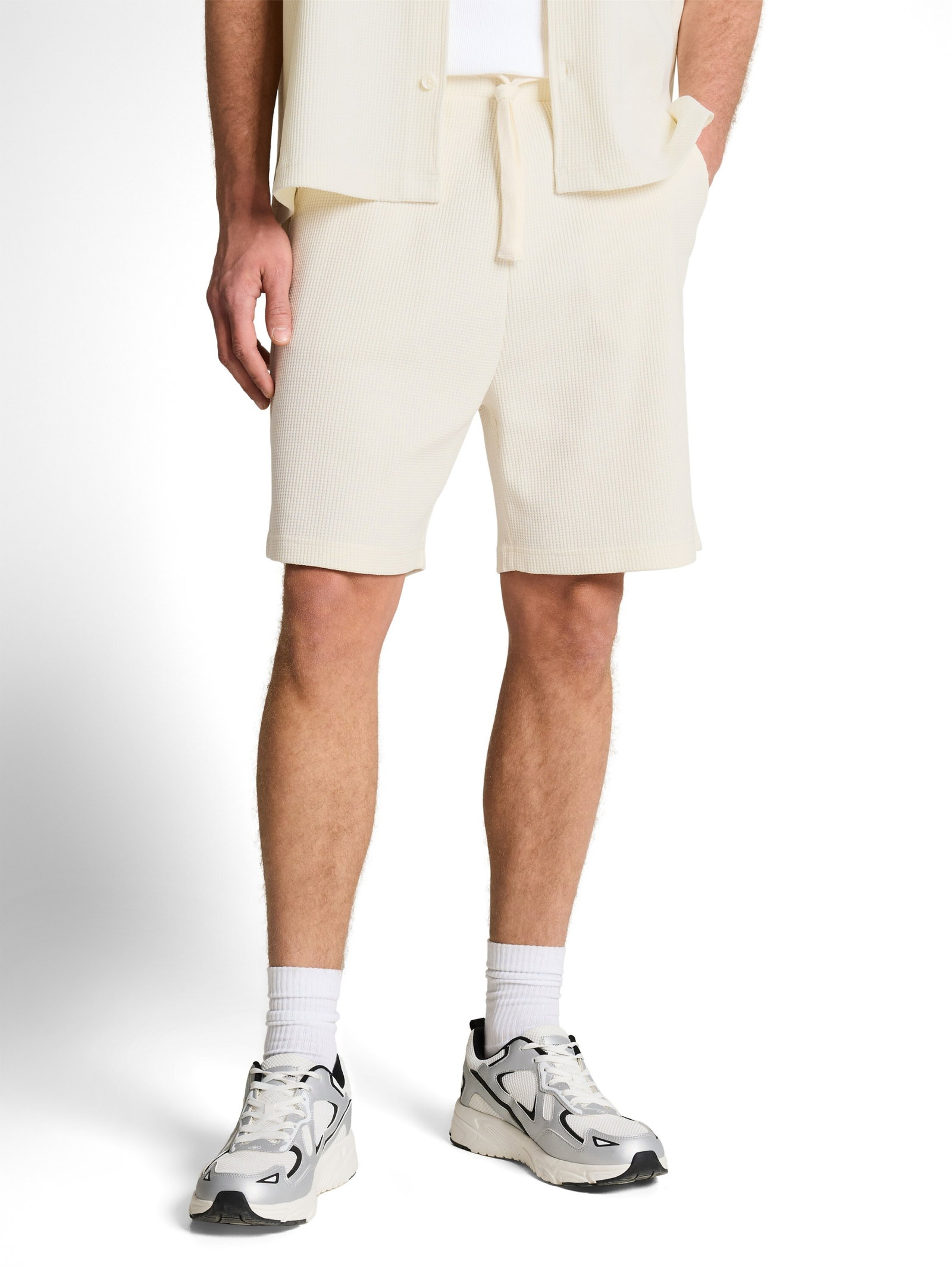 relaxed structured sweat short, Wool White #2