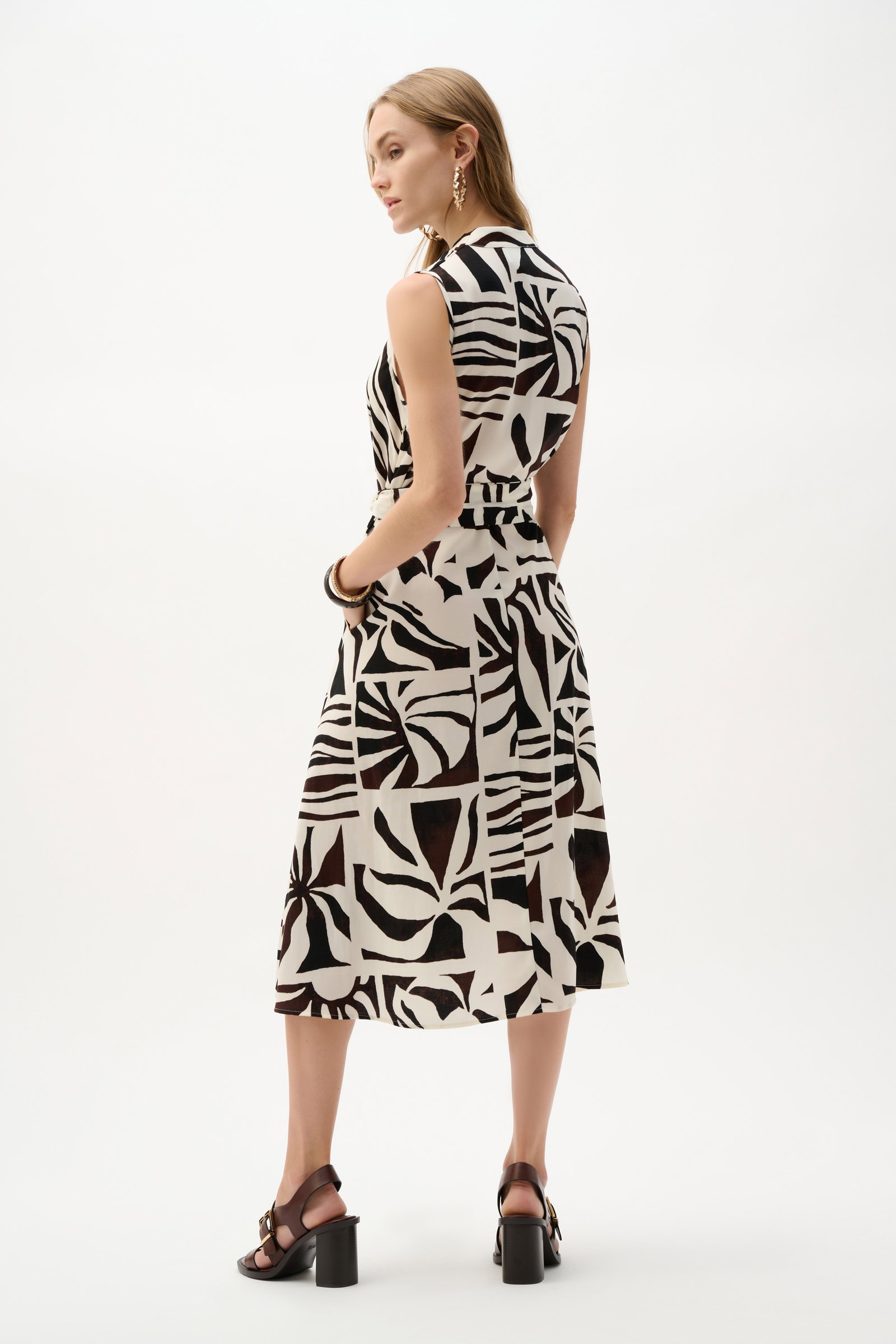 Joseph Ribkoff Midikleid Wickelkleid mit Gürtel und abstraktem Muster #3