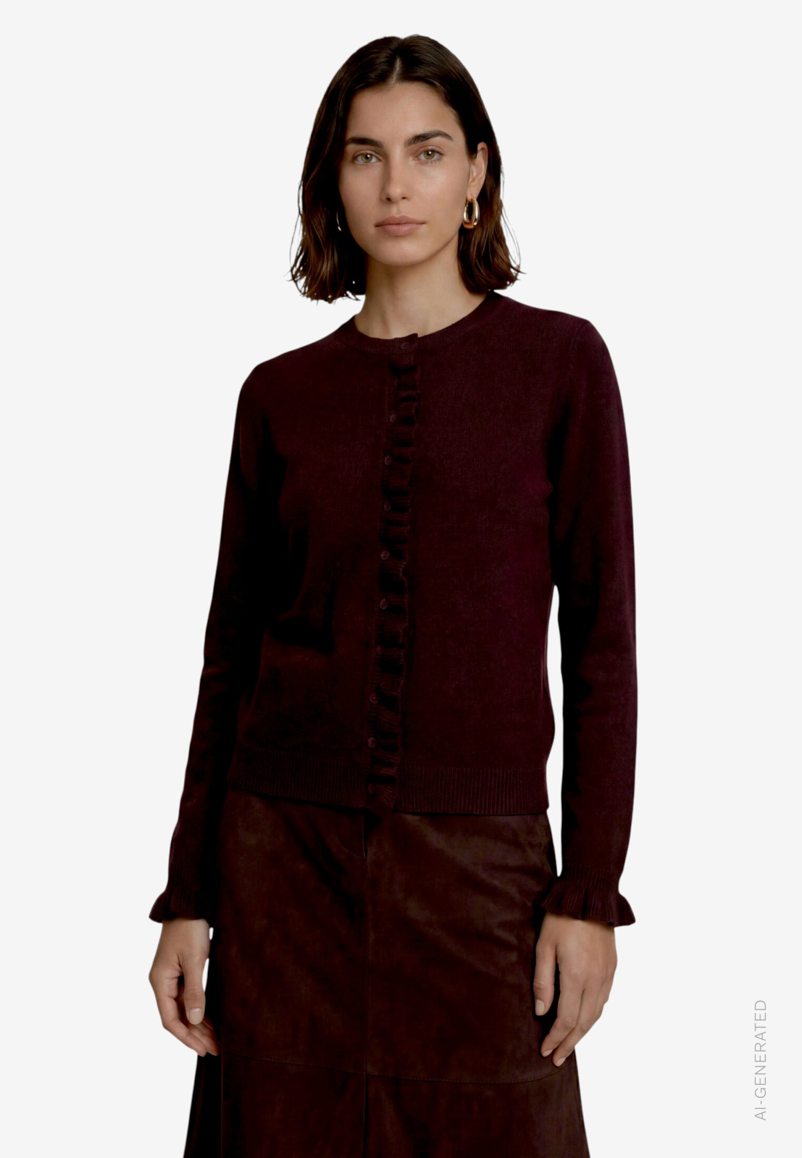 Strickjacke Kurz 1/1 Arm, Dark Brown Melange #2