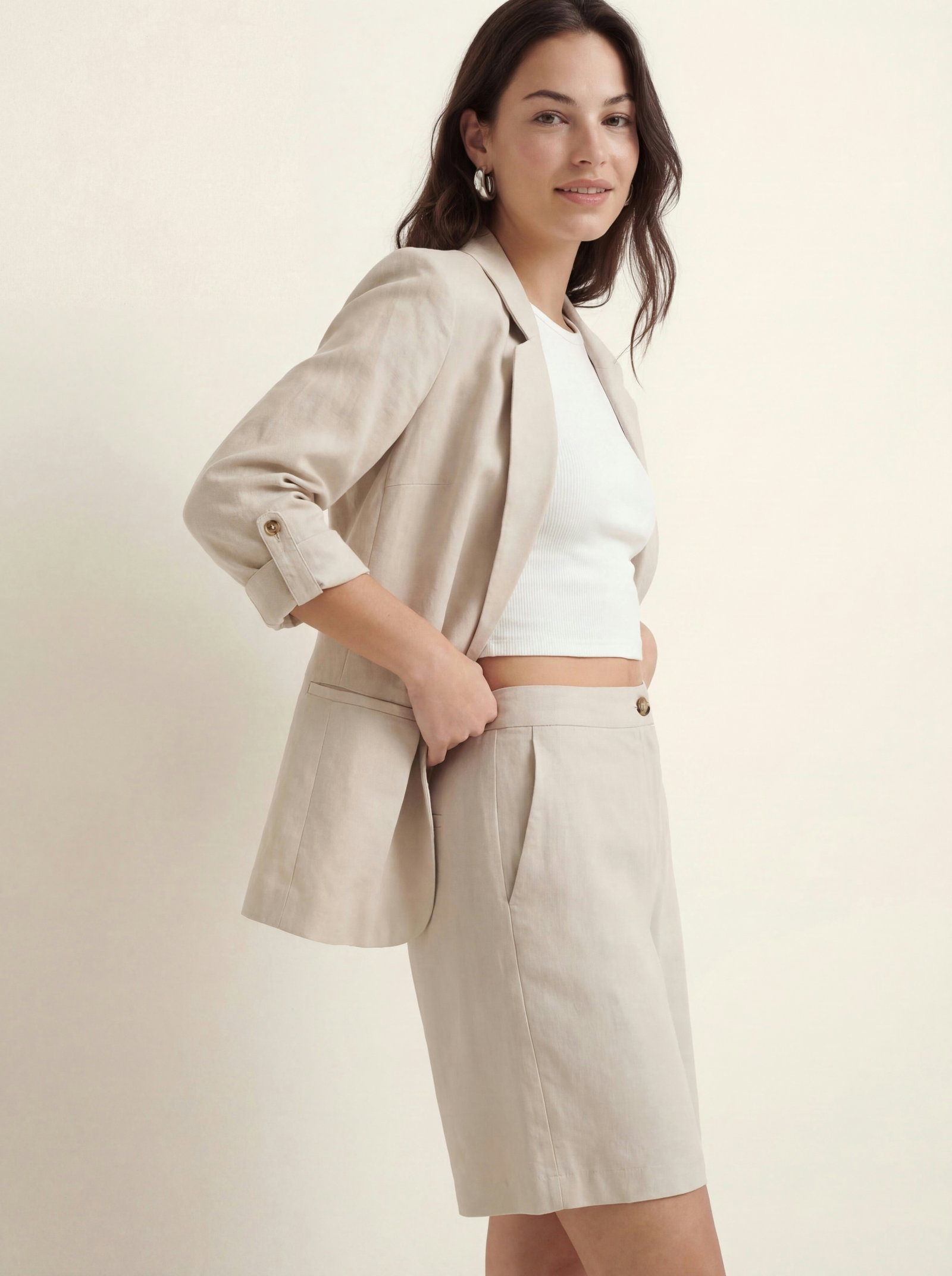 VMJESMILO 3/4 LOOSE BLAZER WVN NOOS, Silver Lining #3