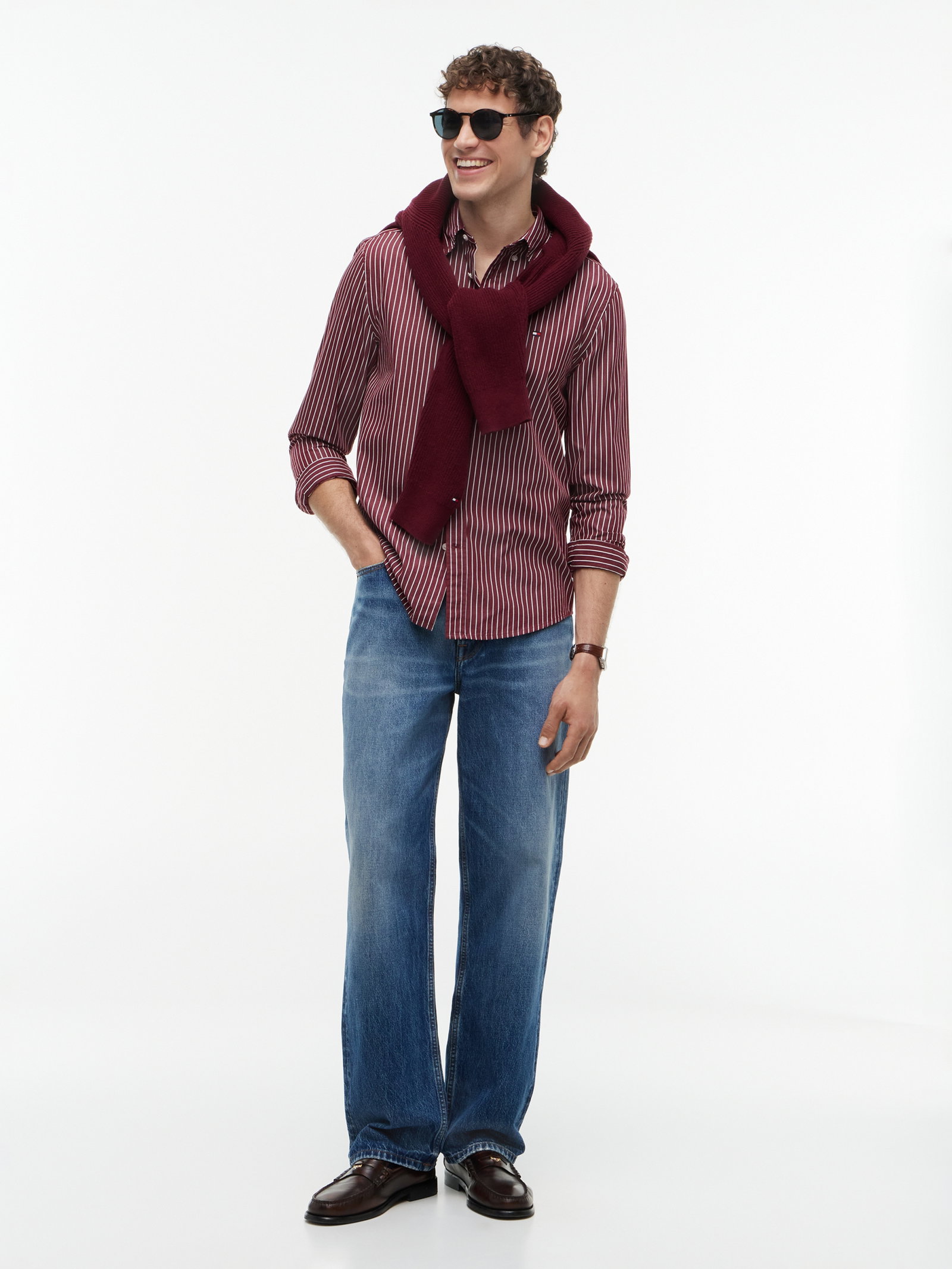 FLEX HAIRLINE POPLIN RF SHIRT, RED #5
