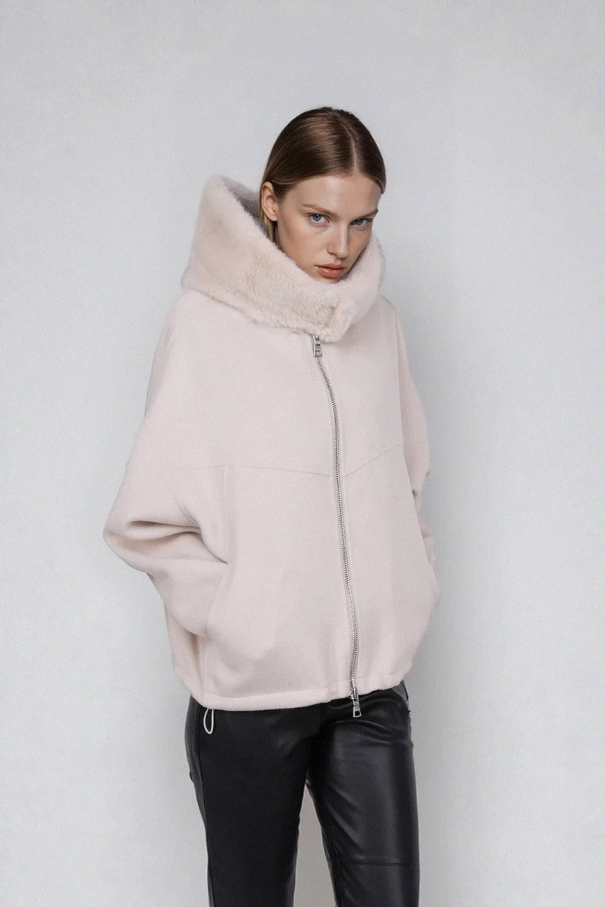 Blonde No.8 Wolljacke JERRY M mit Webpelzkapuze #3