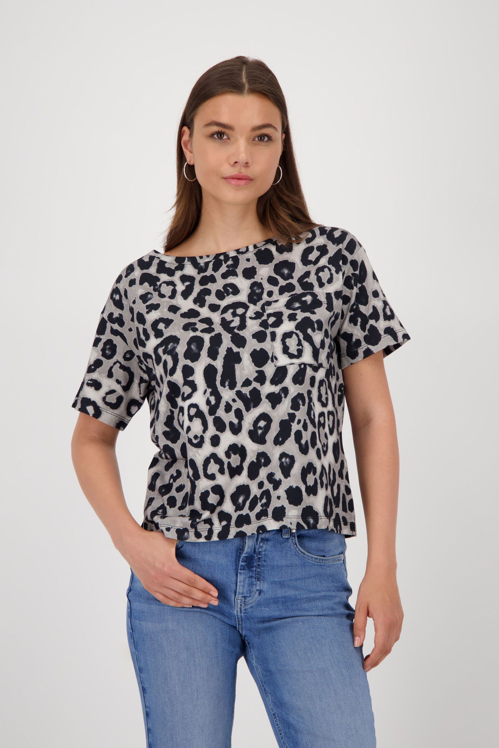 Monari | T-ShirtT-Shirt, greige gemustert | 46 | light sand ringel