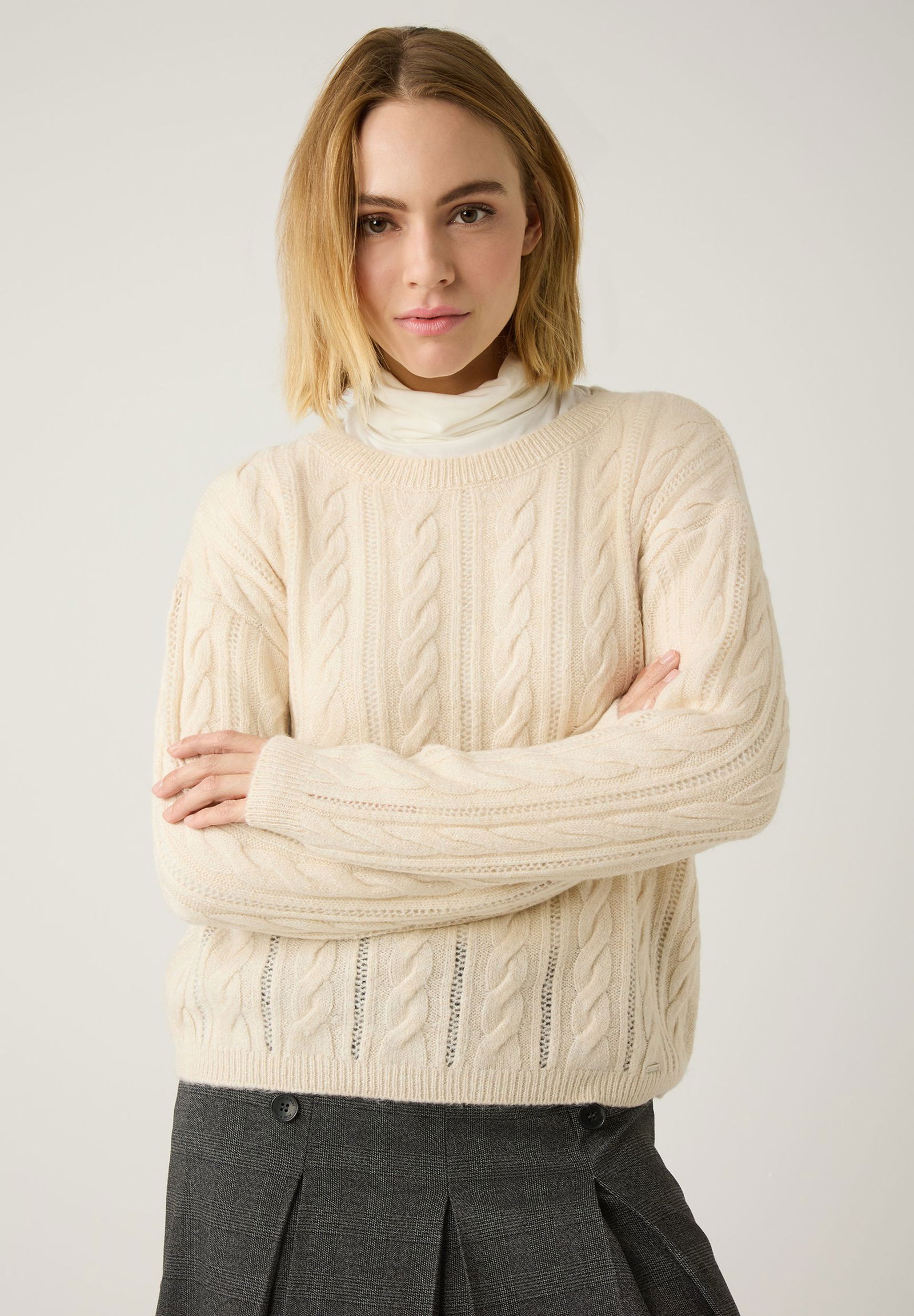 707820552acbfa8ae3e1208ace110b78 | Pullover with Structure, powder creme melange | 42 | 1500_0038