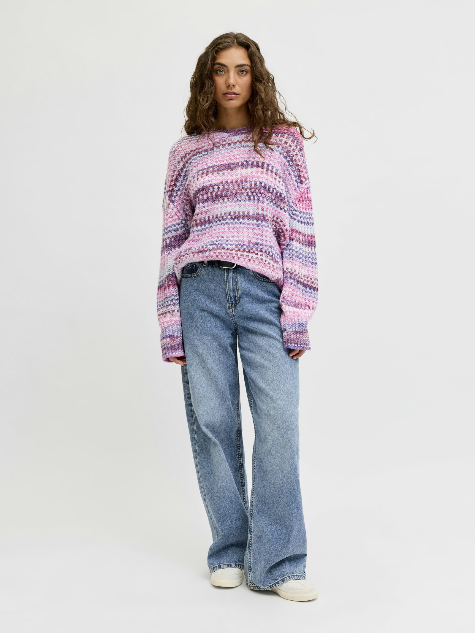 JXSIMONE SPACE DYE CREW NECK KNIT S, Purple Rose//multi space dye #7
