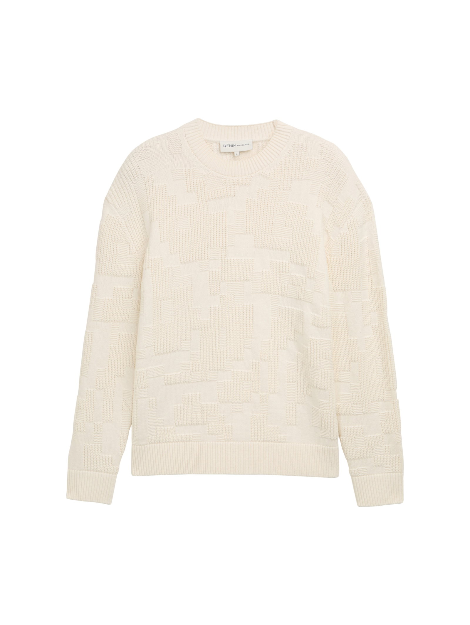 pixelated structure crewneck k, Gardenia White #1