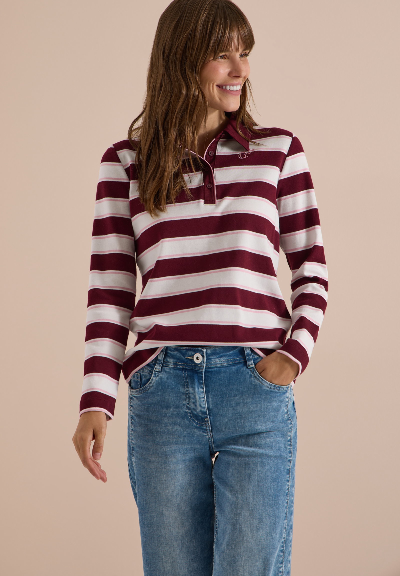 Striped Poloshirt, red wine #5