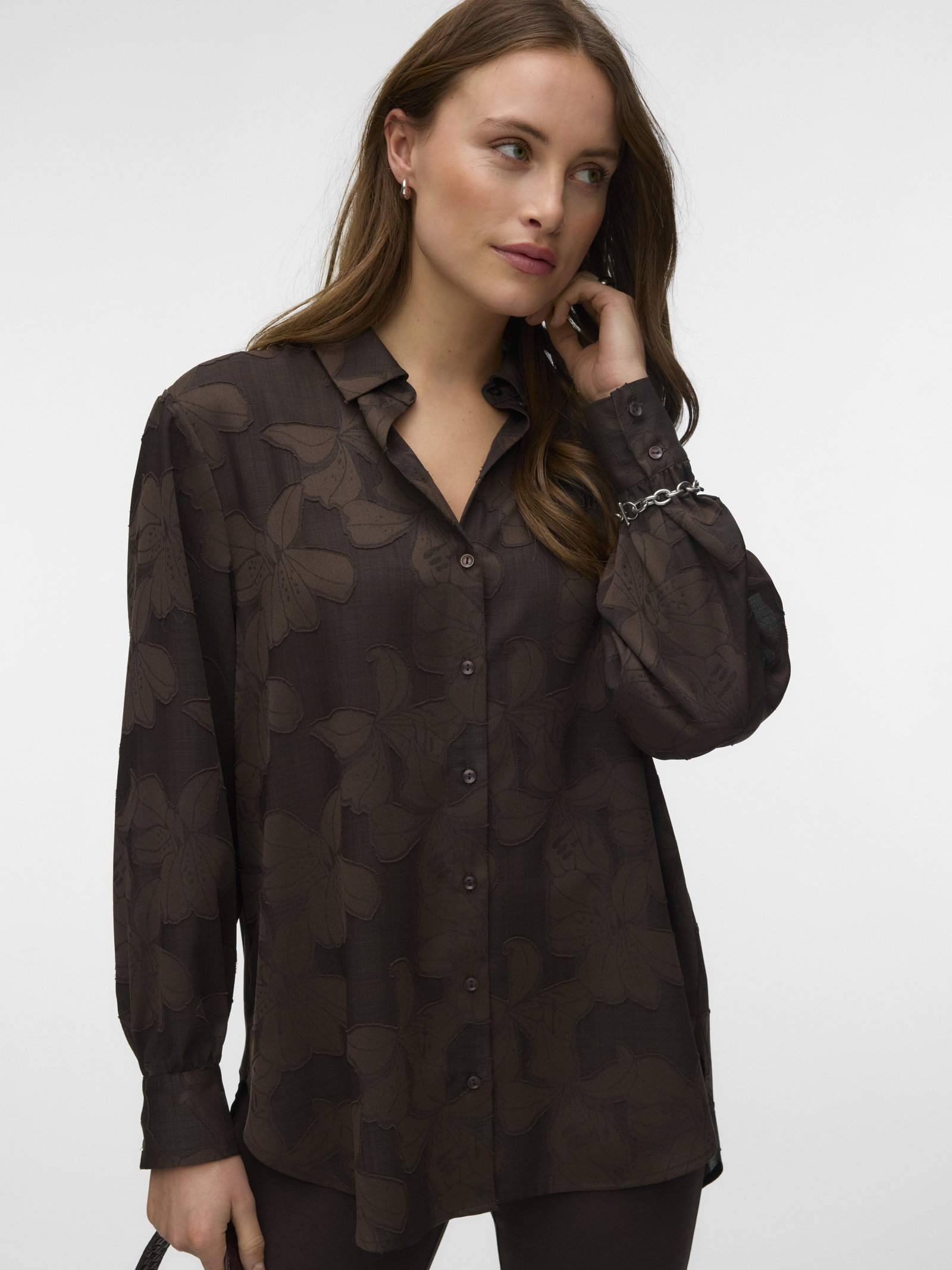 VMEMBLA JACQUARD LS SHIRT WVN, Chocolate Torte/Jacquard #4