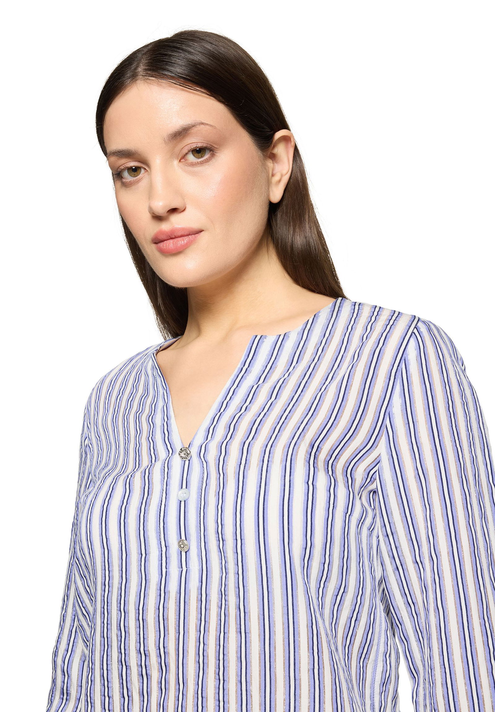 |  Bluse Kurz 3/4 Arm, White/Blue | 36 | weiß/blau