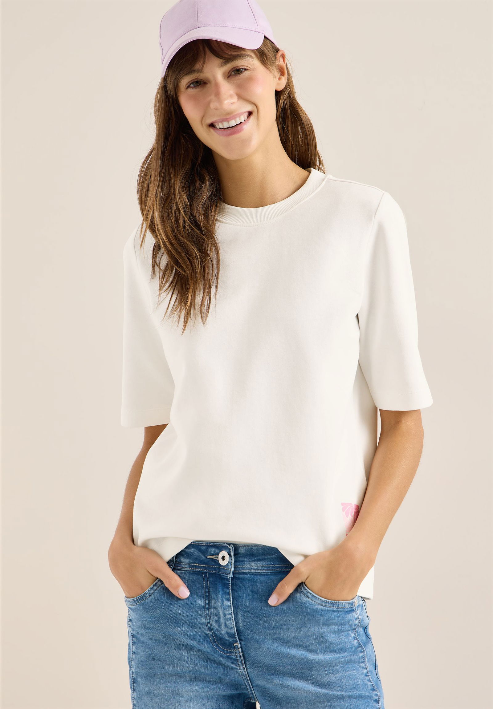 CECIL |  Sweatshirt mit Backprint | S | vanilla white