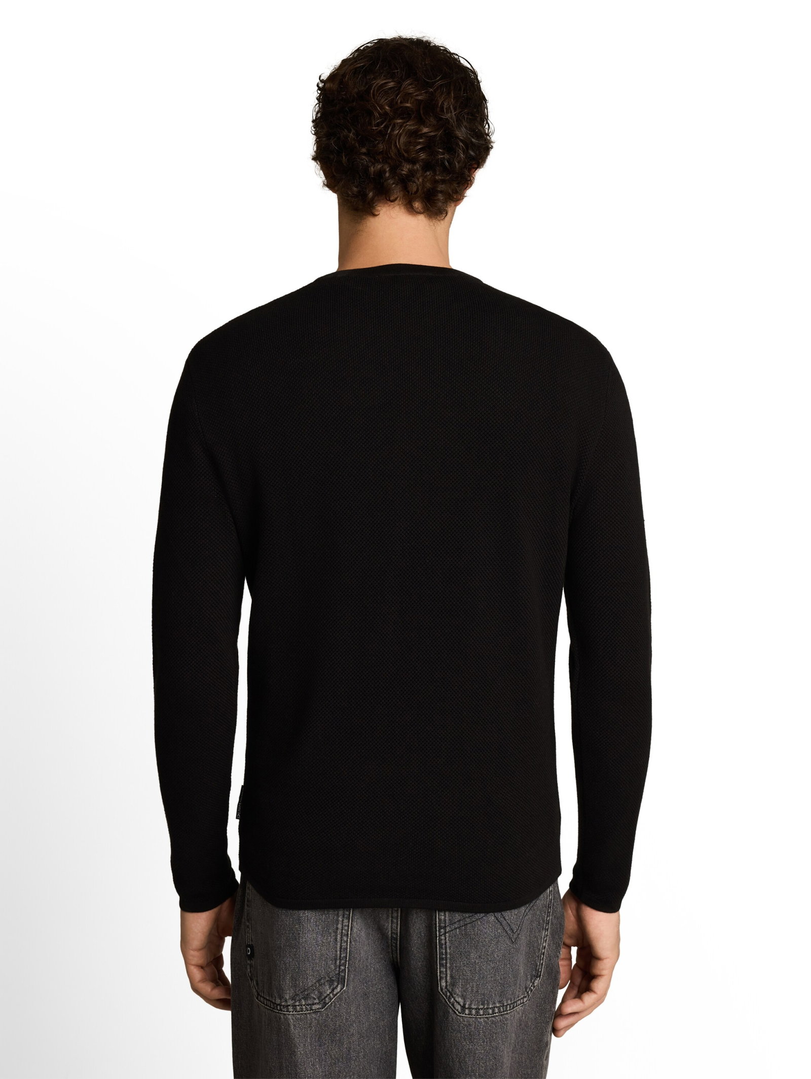 basic structred crew neck knit, Black #4